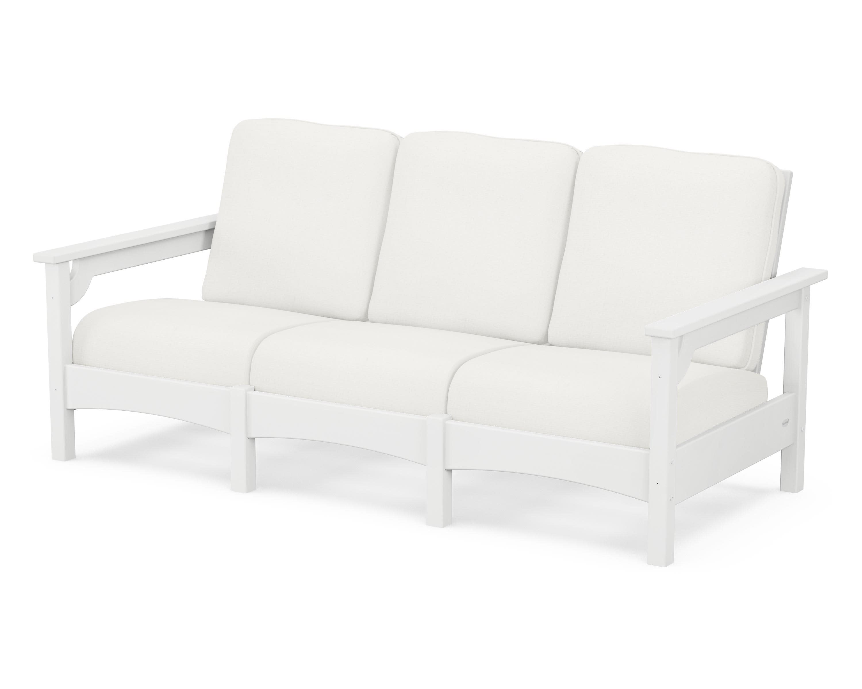 Club Sofa in White / Natural Linen