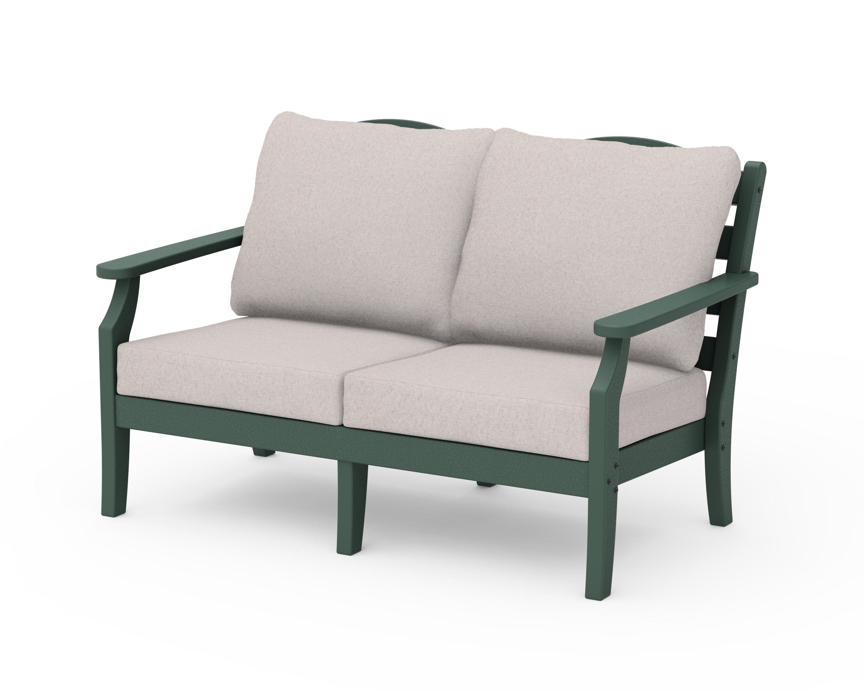 Savannah Deep Seating Loveseat in Green / Dune Burlap