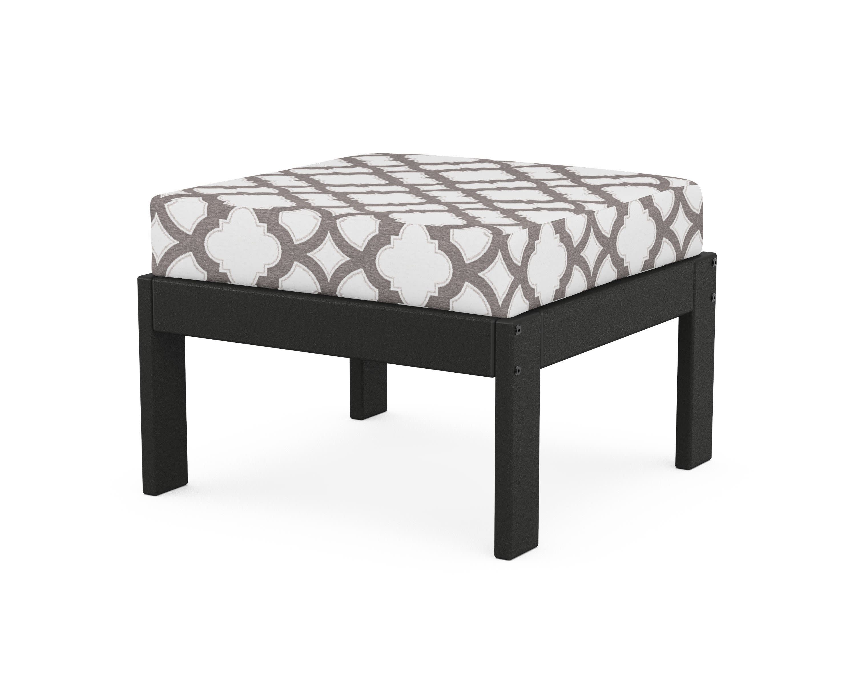 Vineyard Modular Ottoman in Black / Trellis Grey Mist