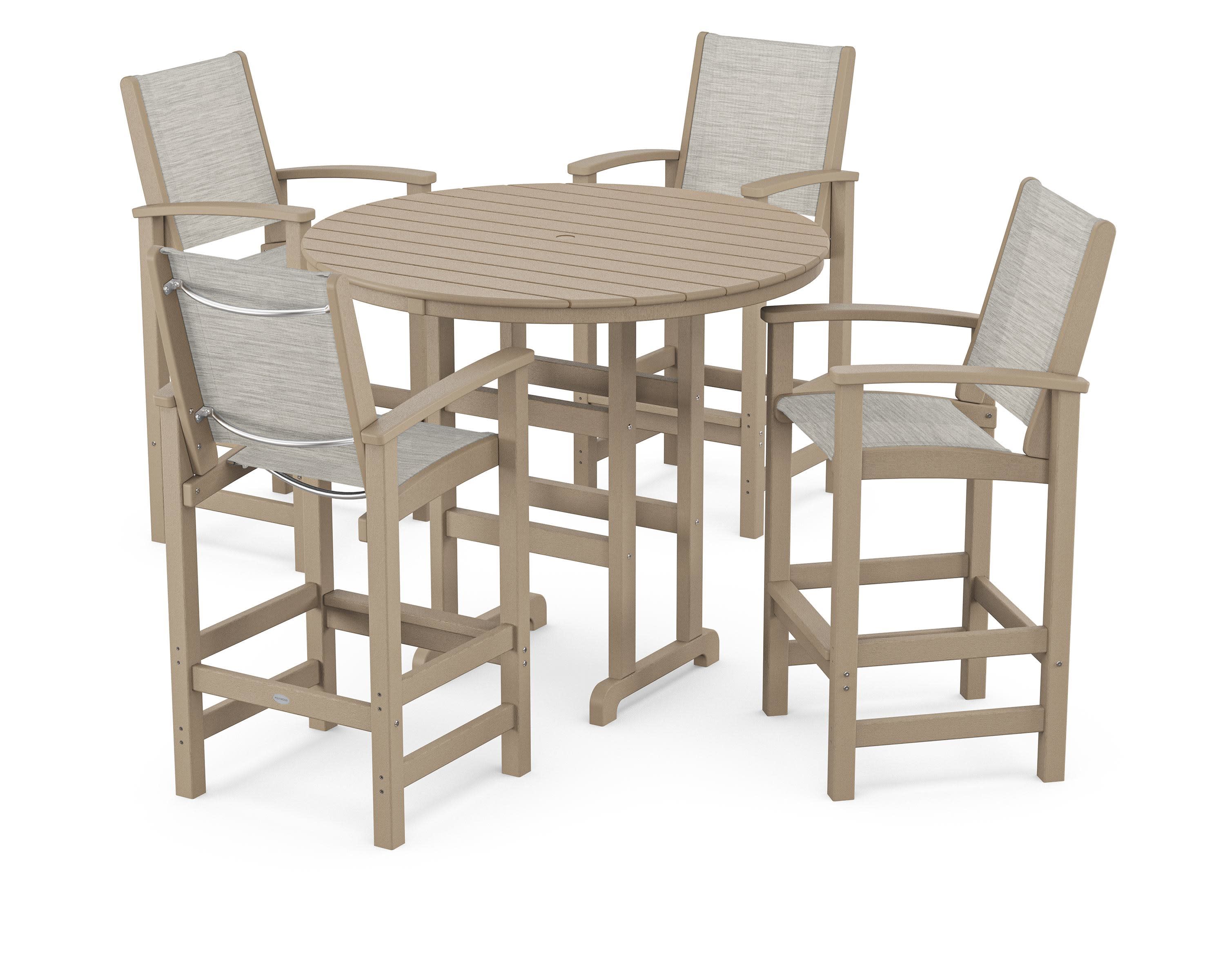 Coastal 5-Piece Nautical Trestle Bar Set in Vintage Sahara / Birch Sling