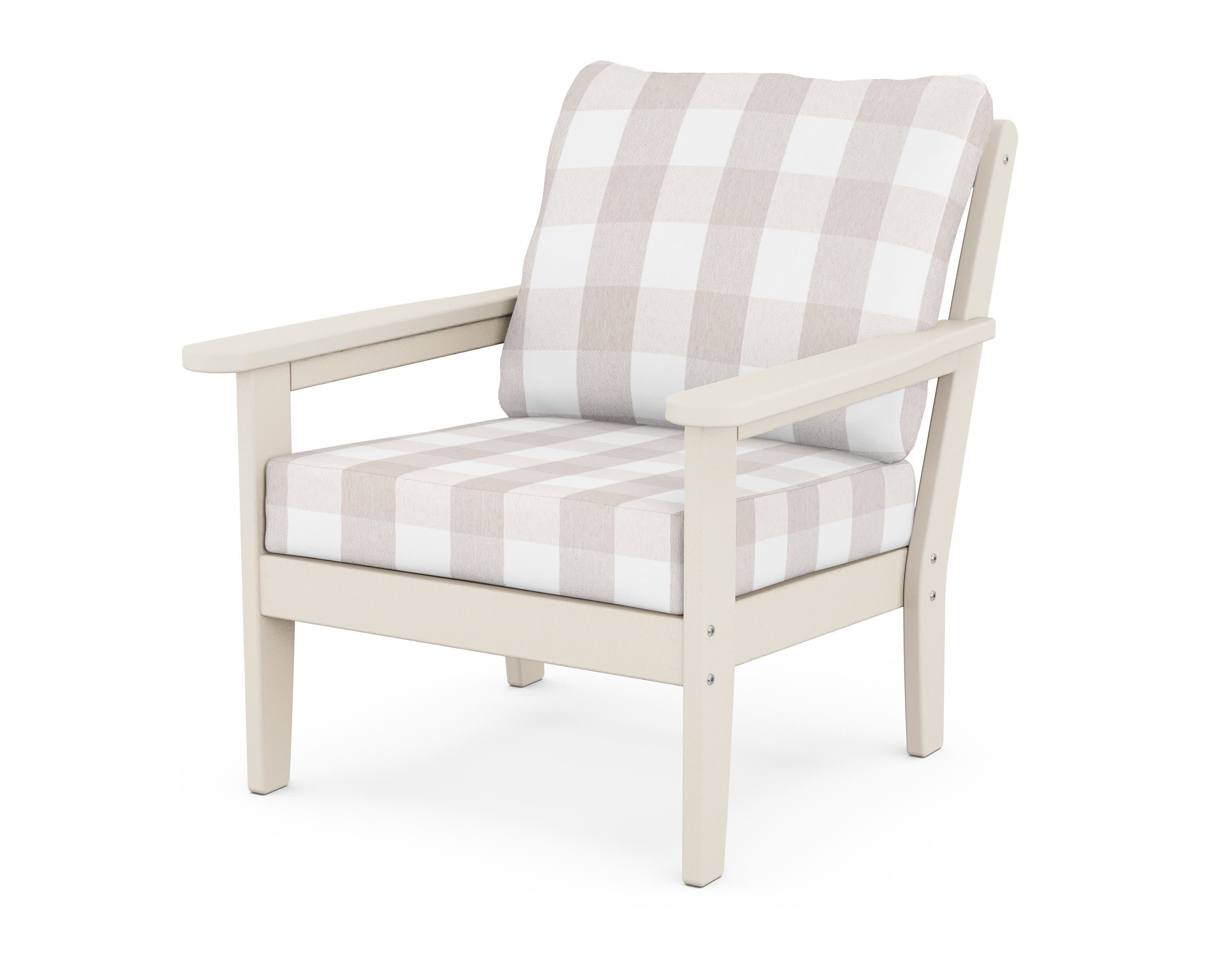 Cottage Deep Seating Chair in Sand / Buffalo Plaid Dune Burlap