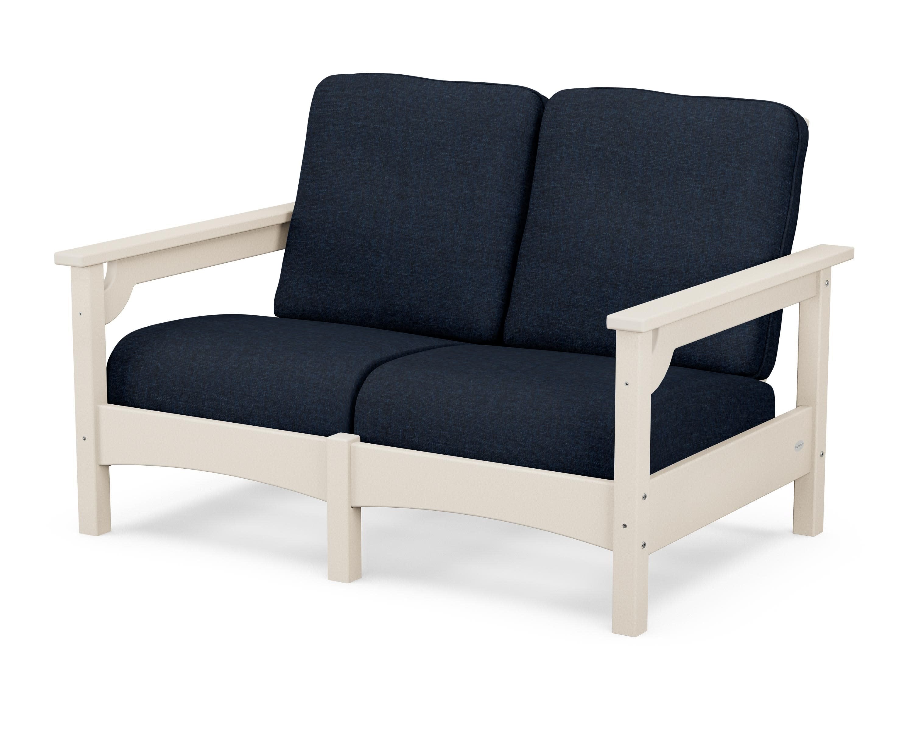 Club Loveseat in Sand / Marine Indigo