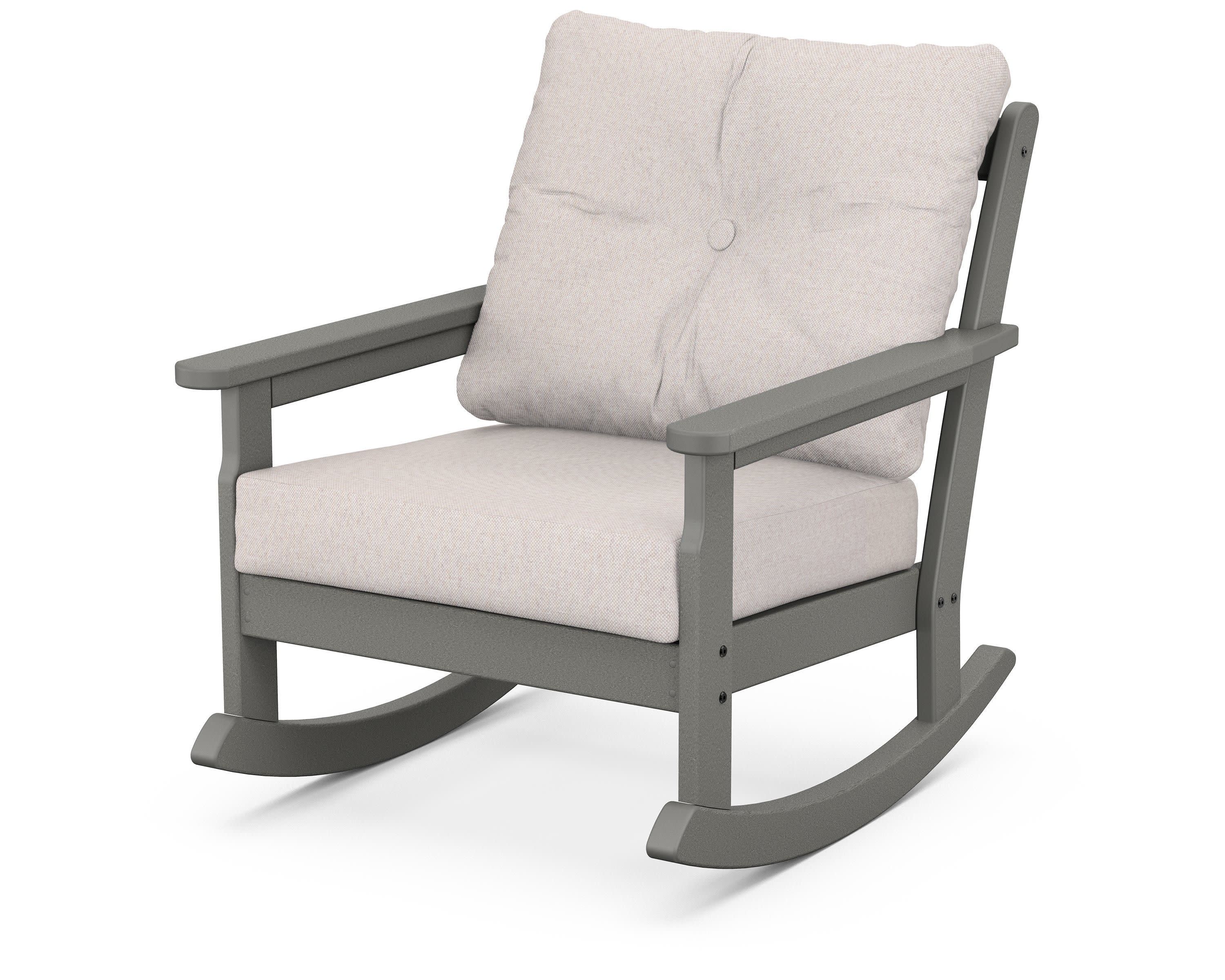 Vineyard Deep Seating Rocking Chair in Slate Grey / Dune Burlap