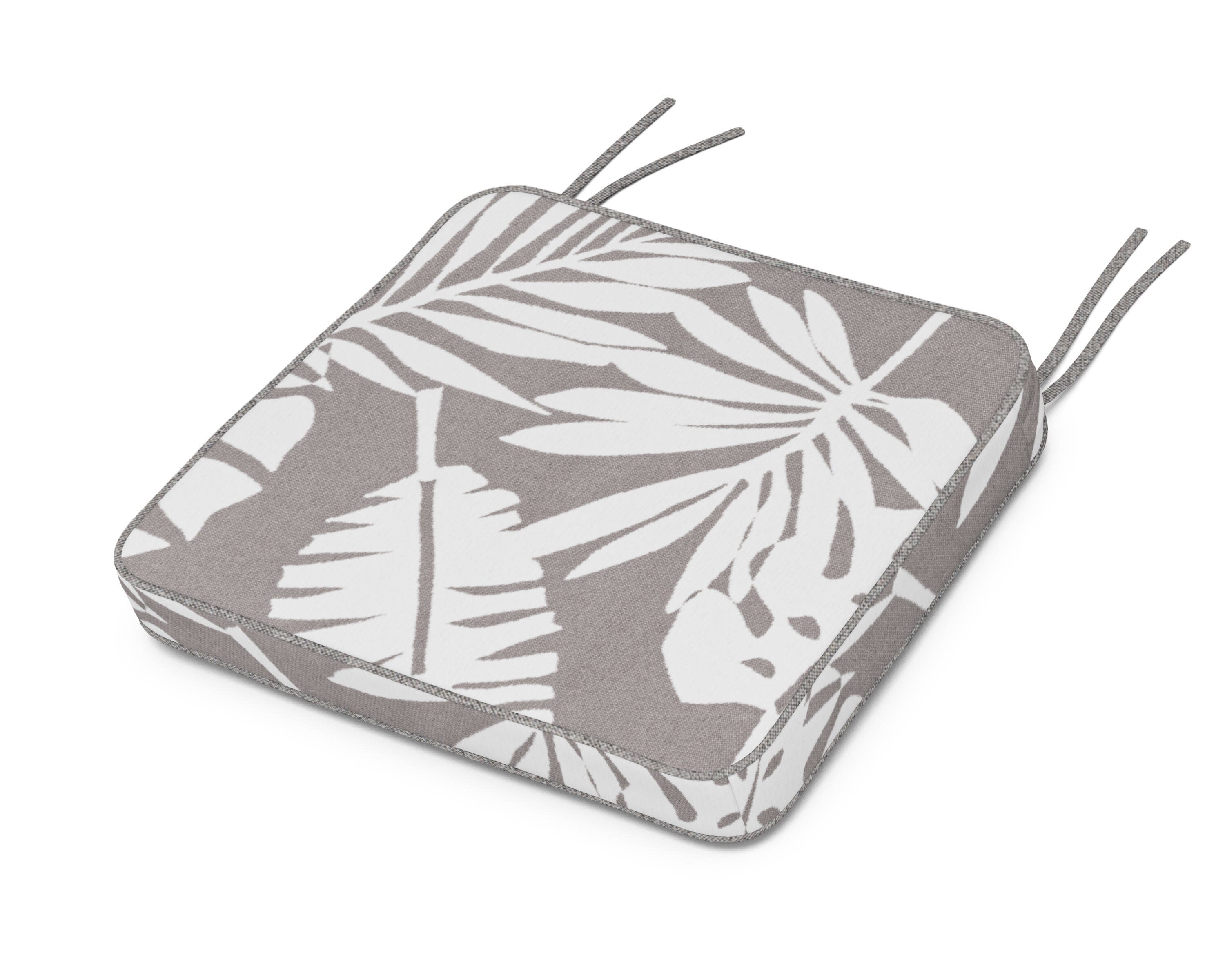Chinoiserie Arm Chair Seat Cushion in Leaf Grey Mist