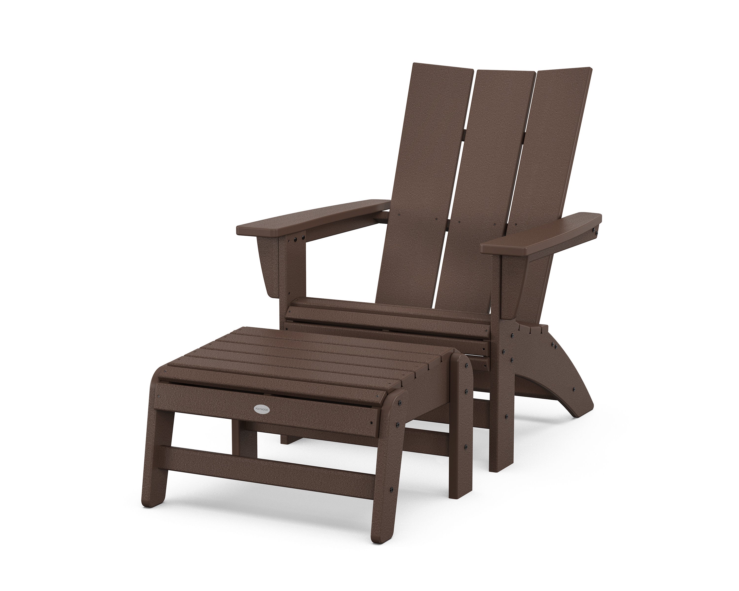 Modern Grand Adirondack Chair with Ottoman in Mahogany