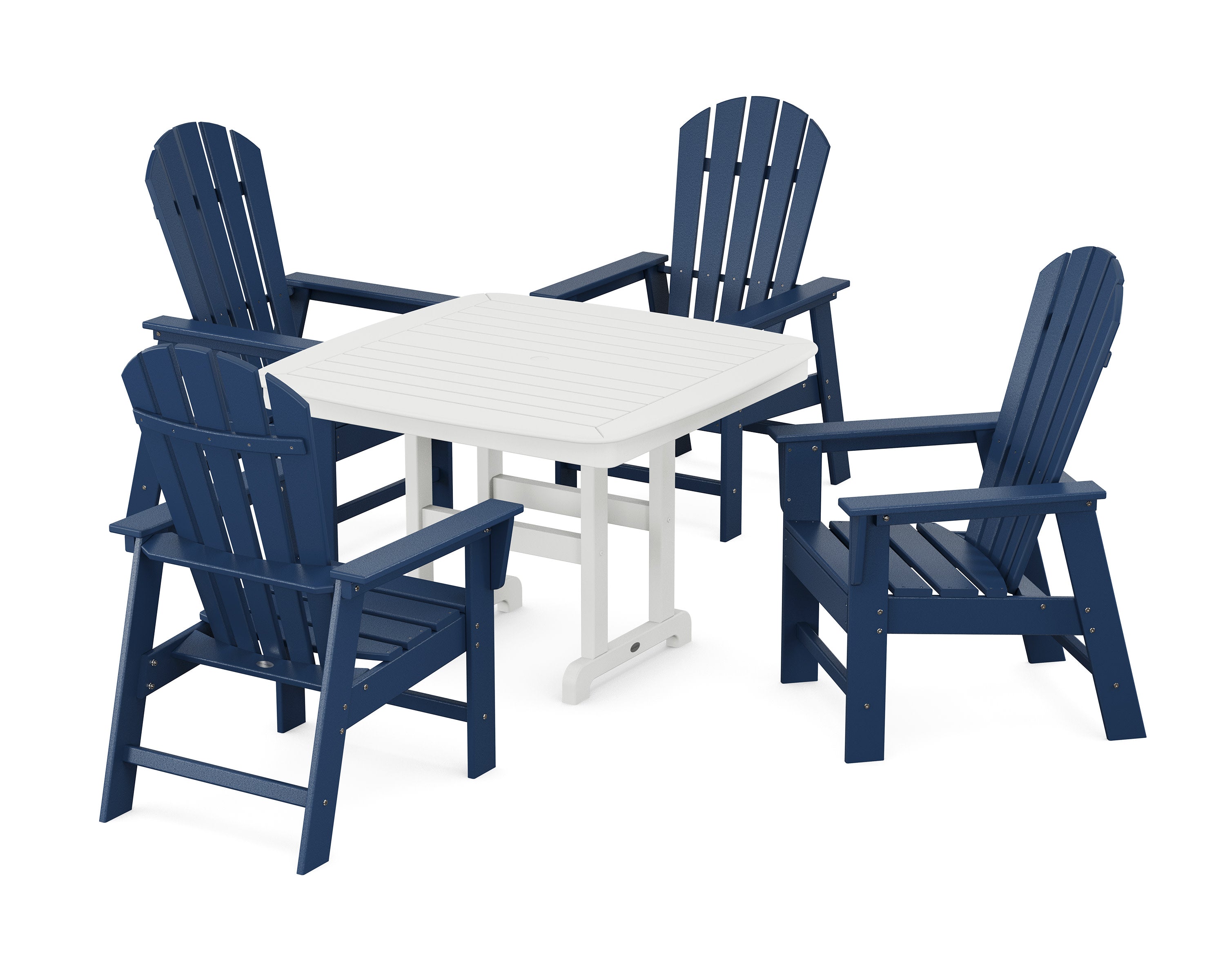 South Beach 5-Piece Dining Set with Trestle Legs in Navy / White