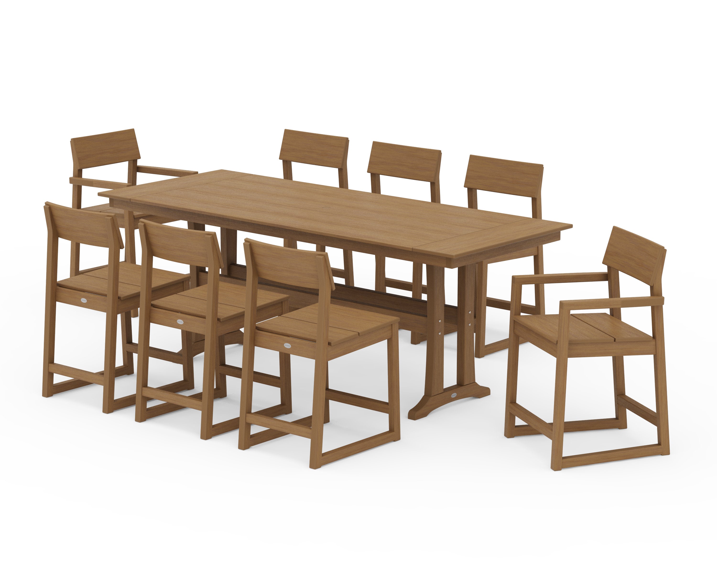EDGE 9-Piece Farmhouse Counter Set with Trestle Legs in Natural