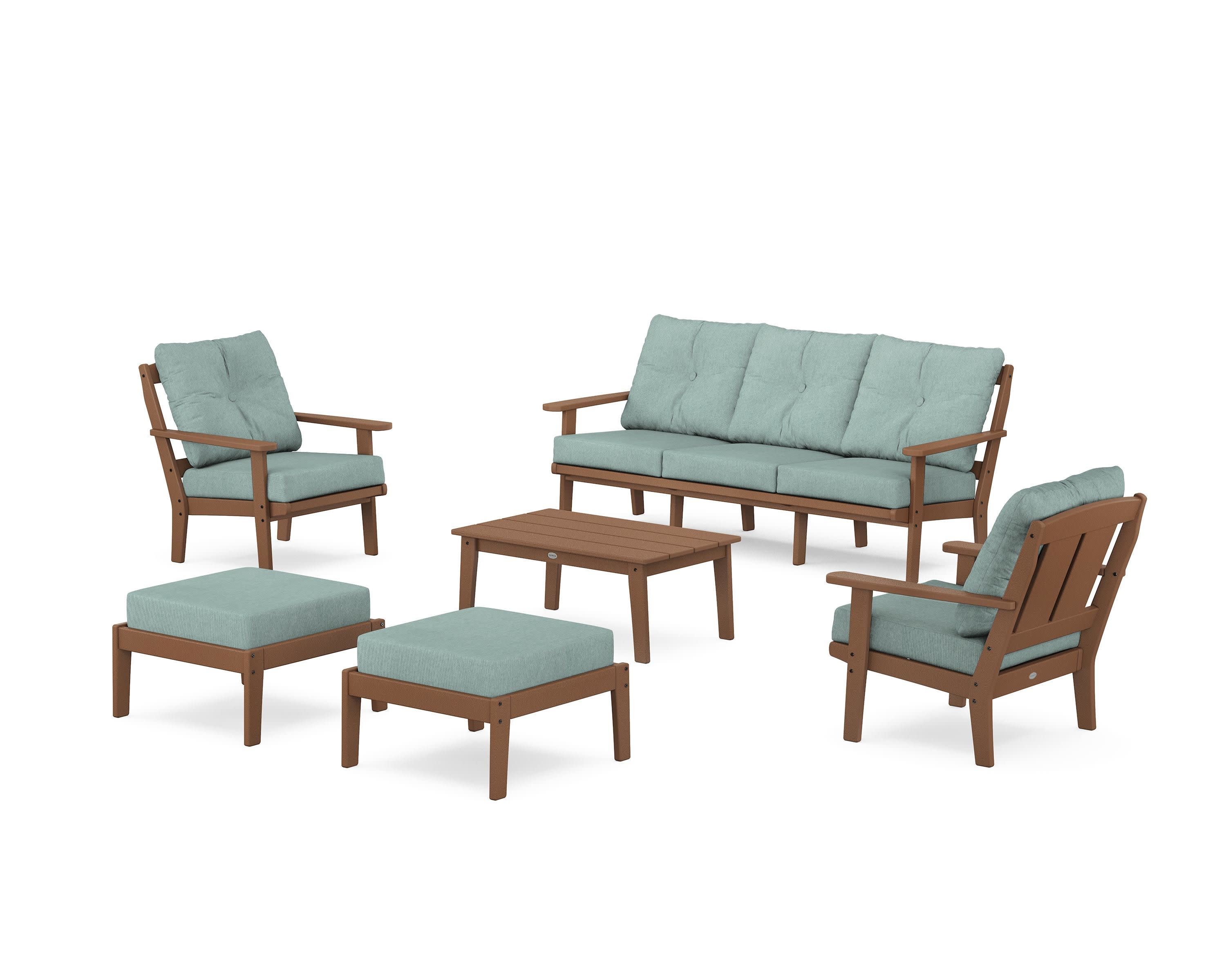 Mission 6-Piece Lounge Sofa Set in Teak / Glacier Spa