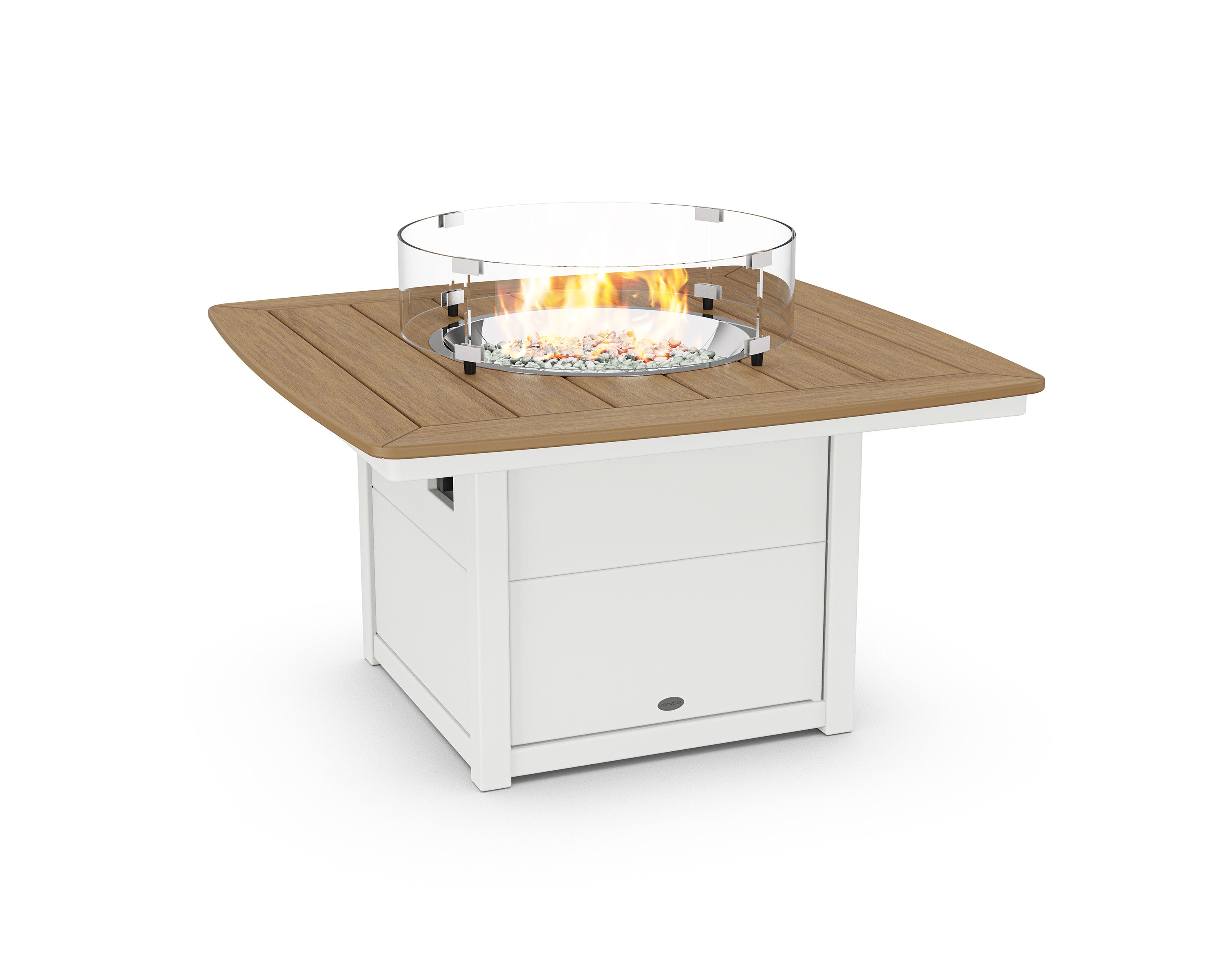 Nautical 42" Fire Pit Table in White / Natural