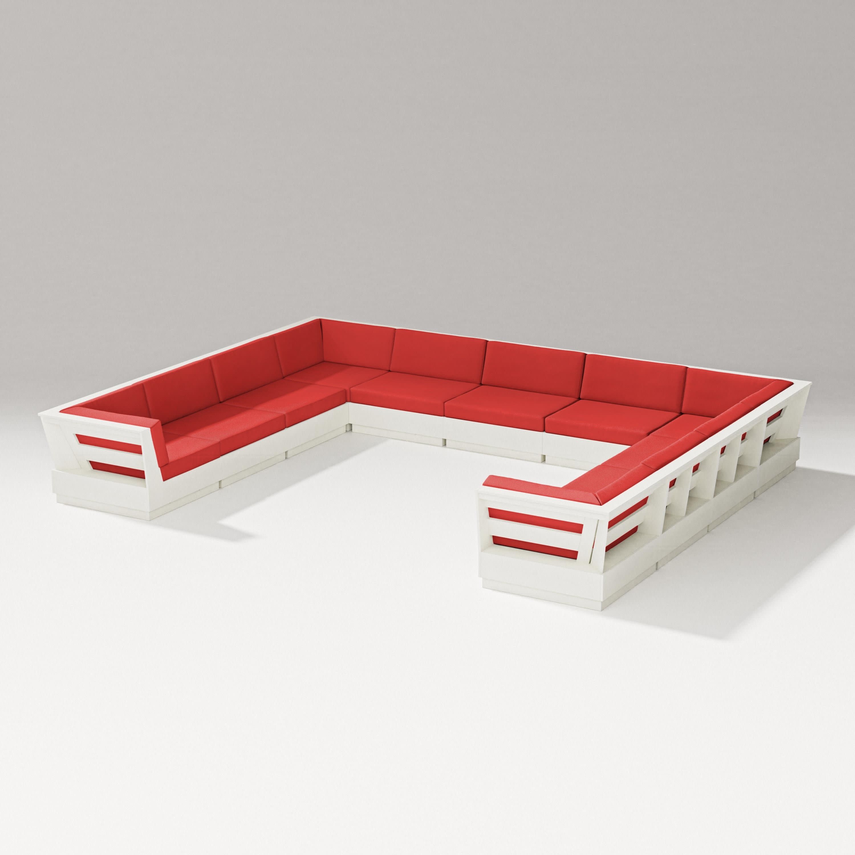 Elevate Large U-Shaped Sectional in Vintage White / Crimson Linen