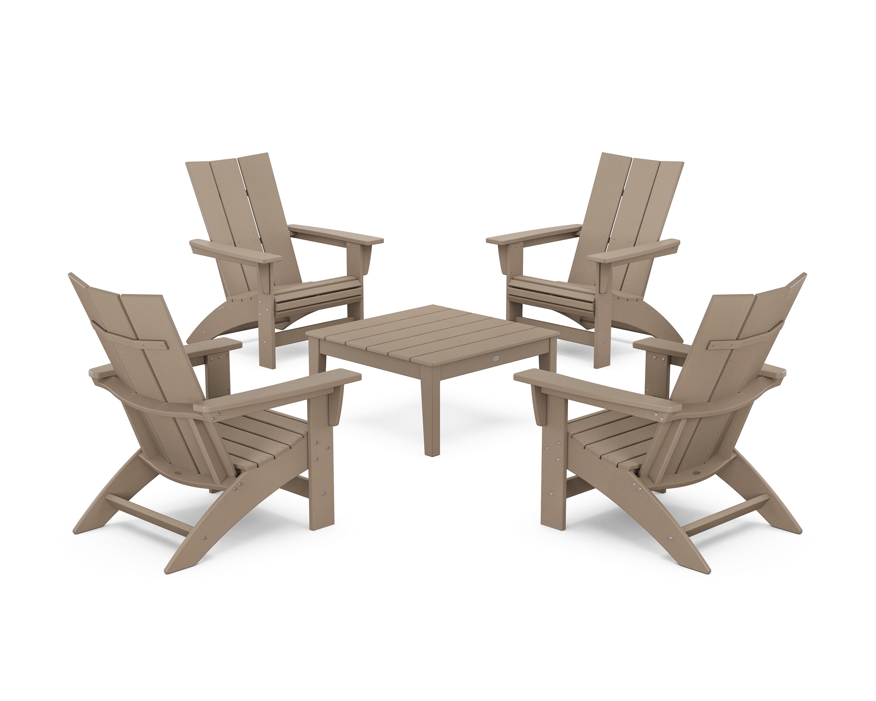 5-Piece Modern Grand Adirondack Chair Conversation Group in Vintage Sahara