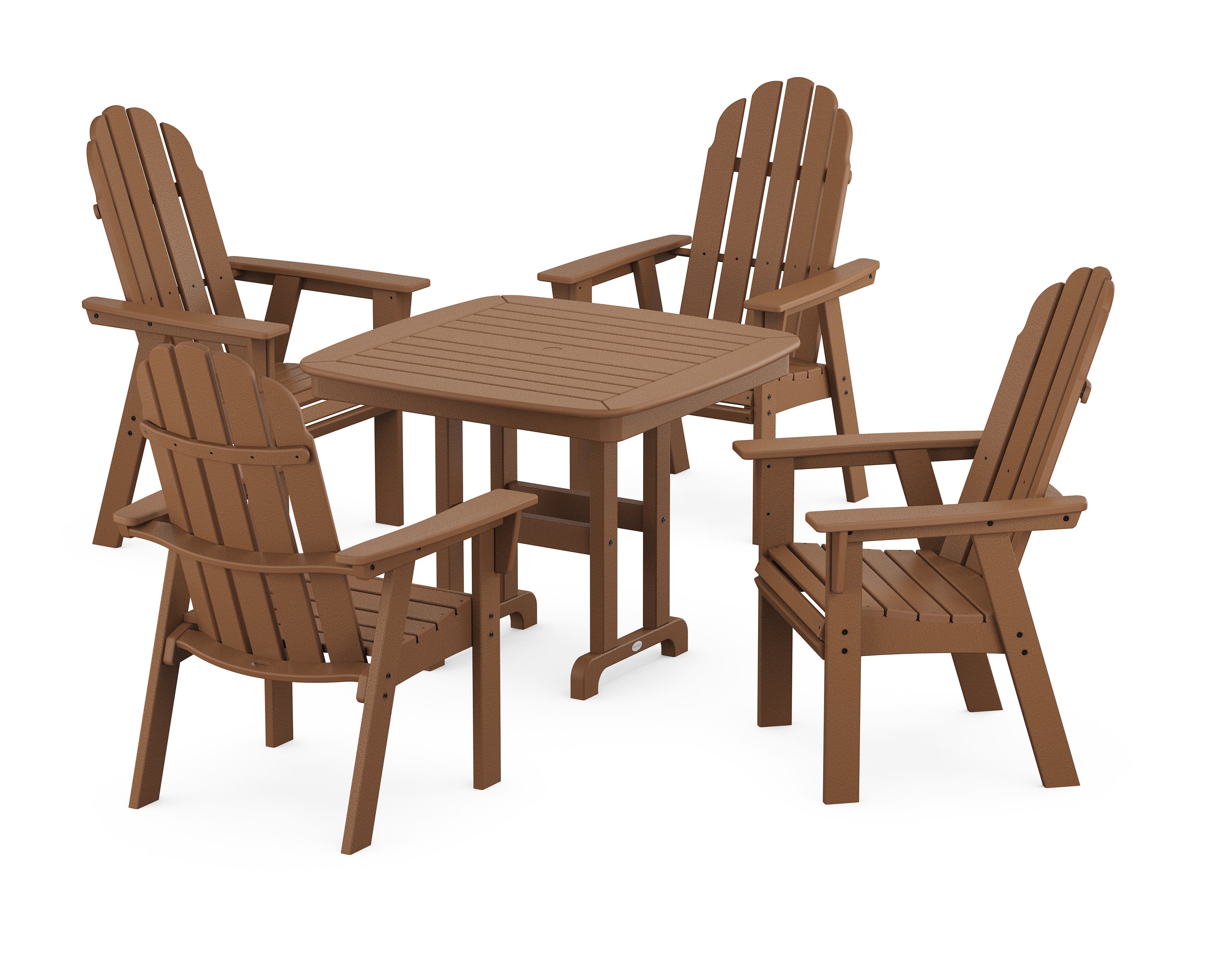 Vineyard Curveback Adirondack 5-Piece Dining Set in Teak