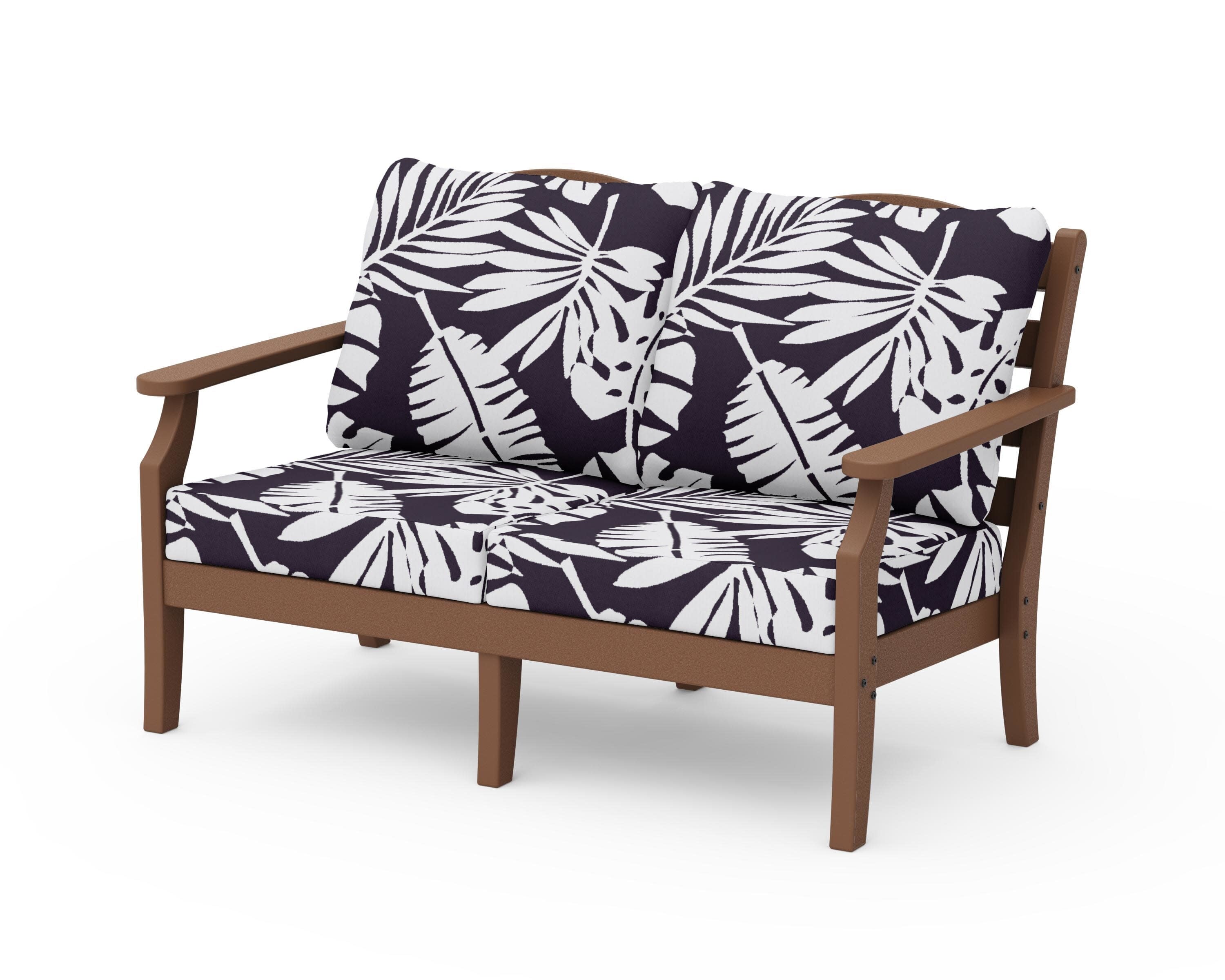 Savannah Deep Seating Loveseat in Teak / Leaf Navy