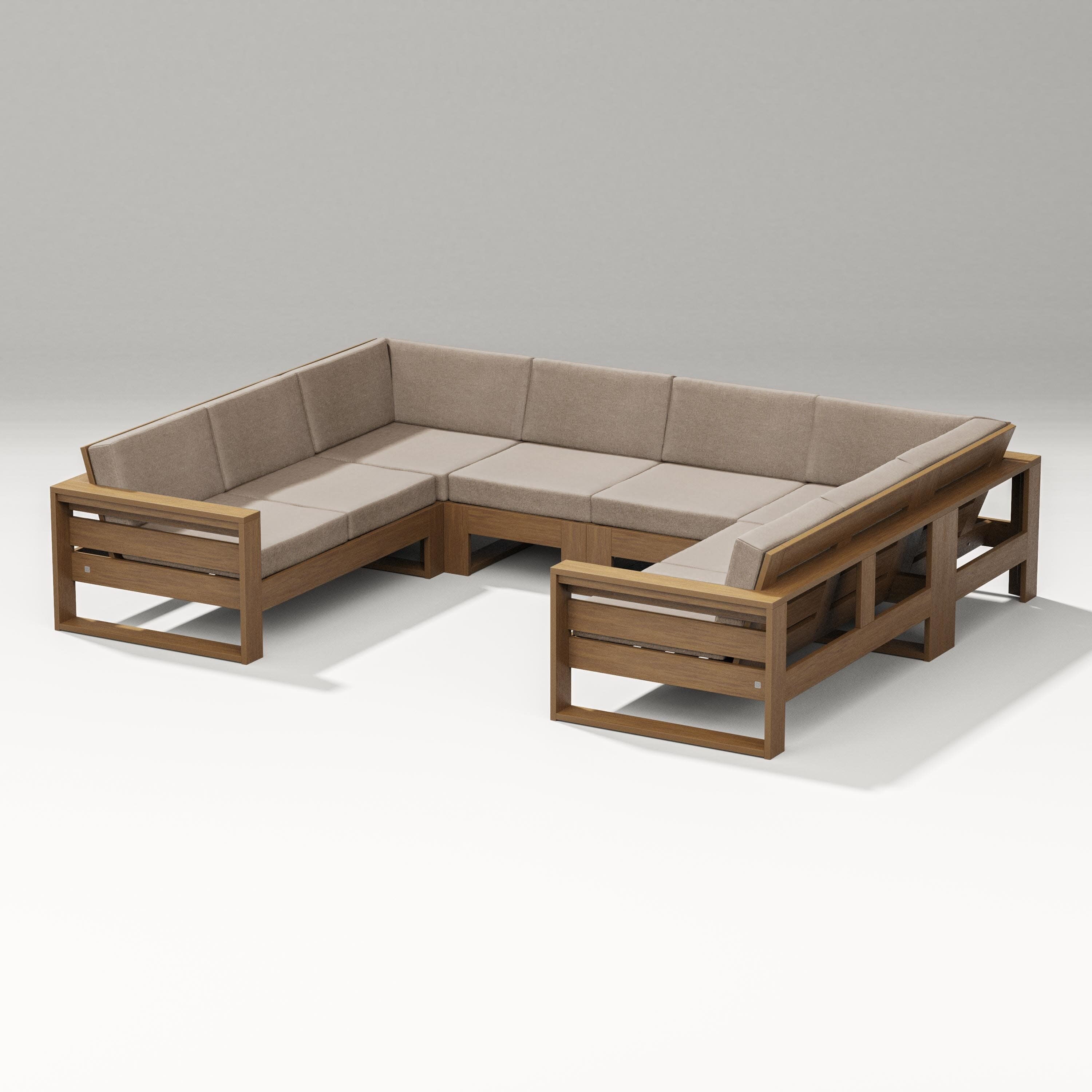 Latitude U-Shaped Sectional in Natural / Spiced Burlap