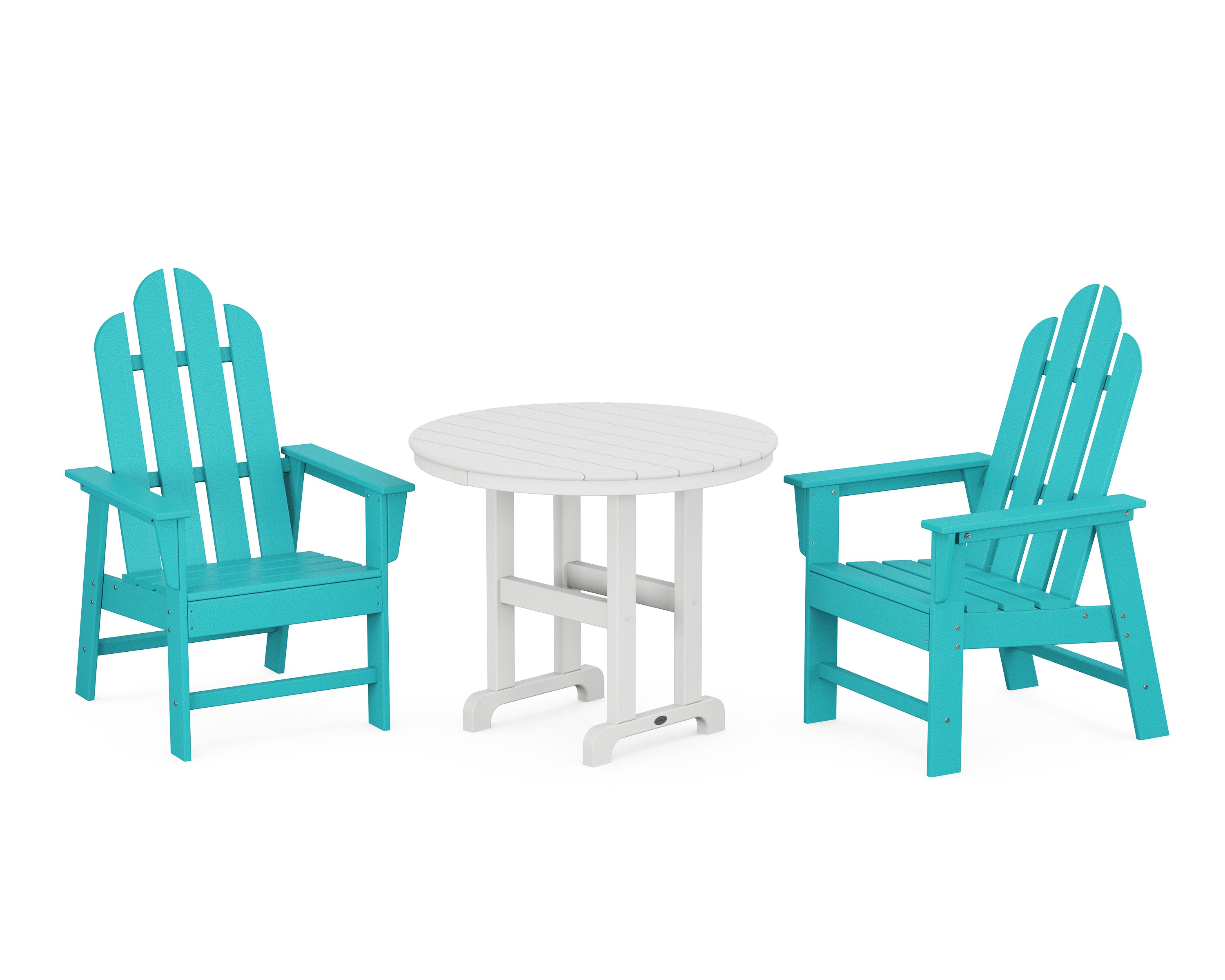 Long Island 3-Piece Round Dining Set in Aruba / White