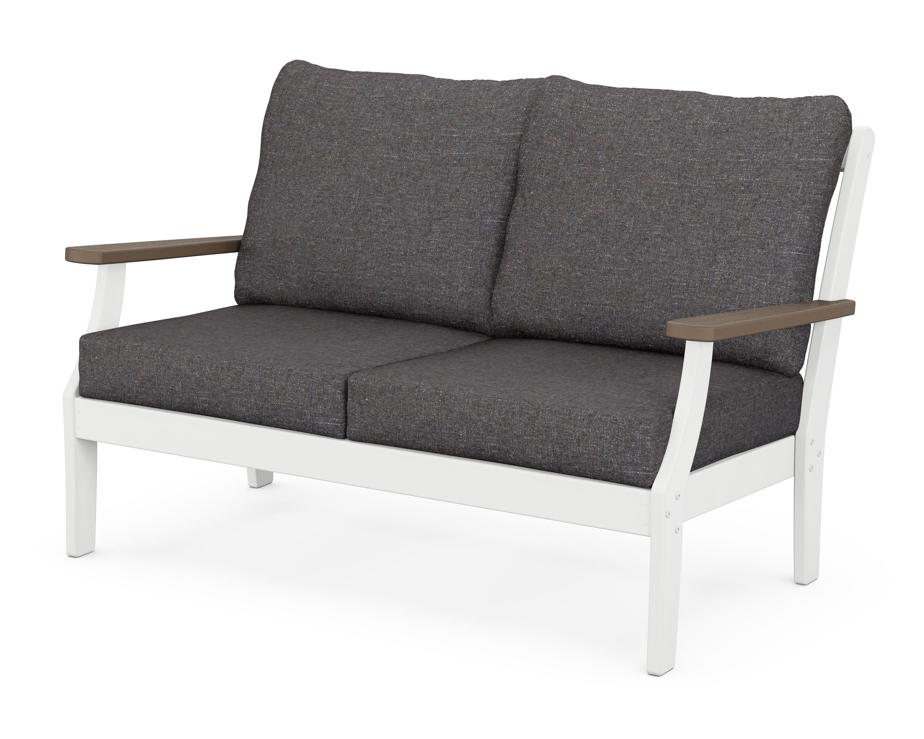 Braxton Deep Seating Loveseat in White / Kona / Ash Charcoal