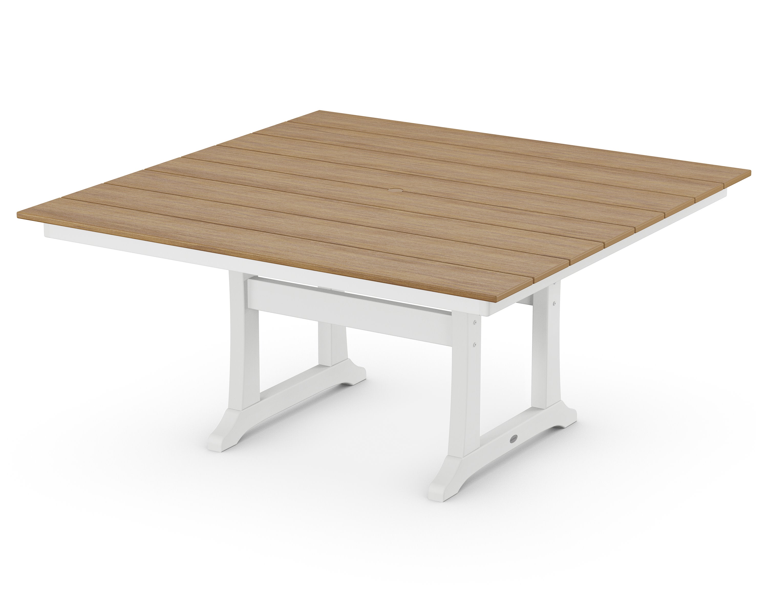 Farmhouse Trestle 59" Dining Table in White / Natural