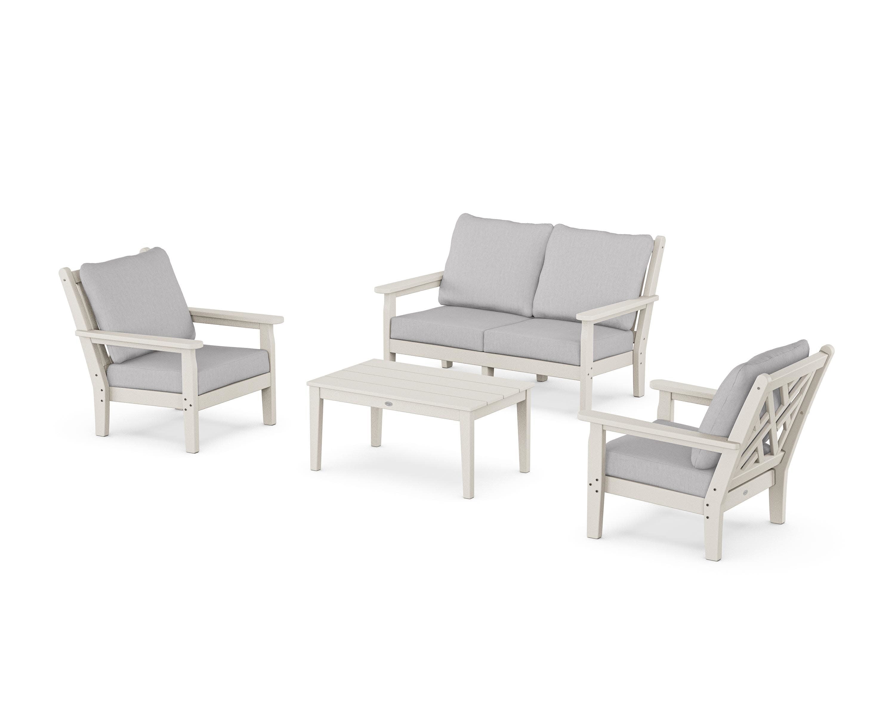 Chippendale 4-Piece Deep Seating Set with Loveseat in Sand / Granite
