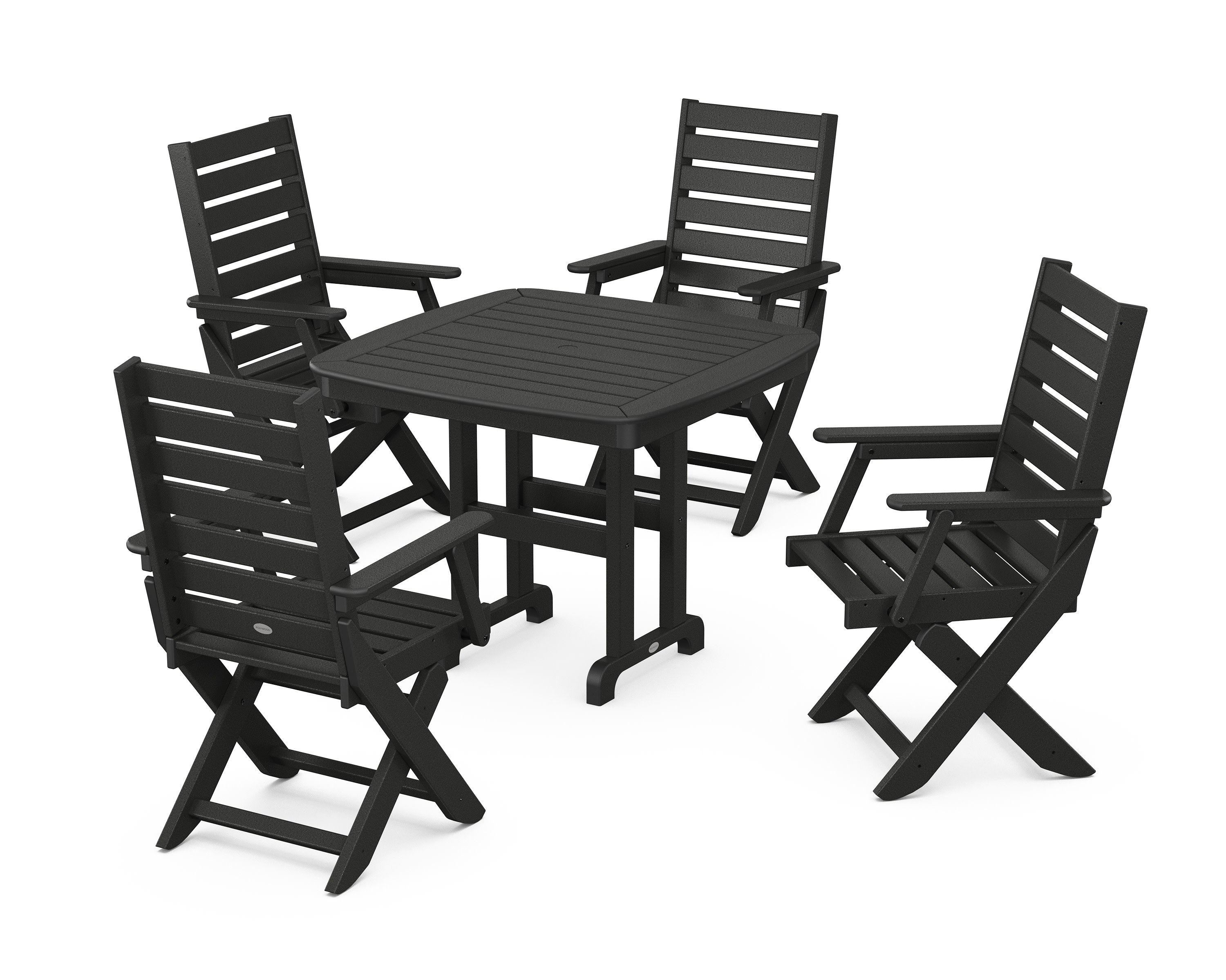 Captain Folding Chair 5-Piece Dining Set in Black