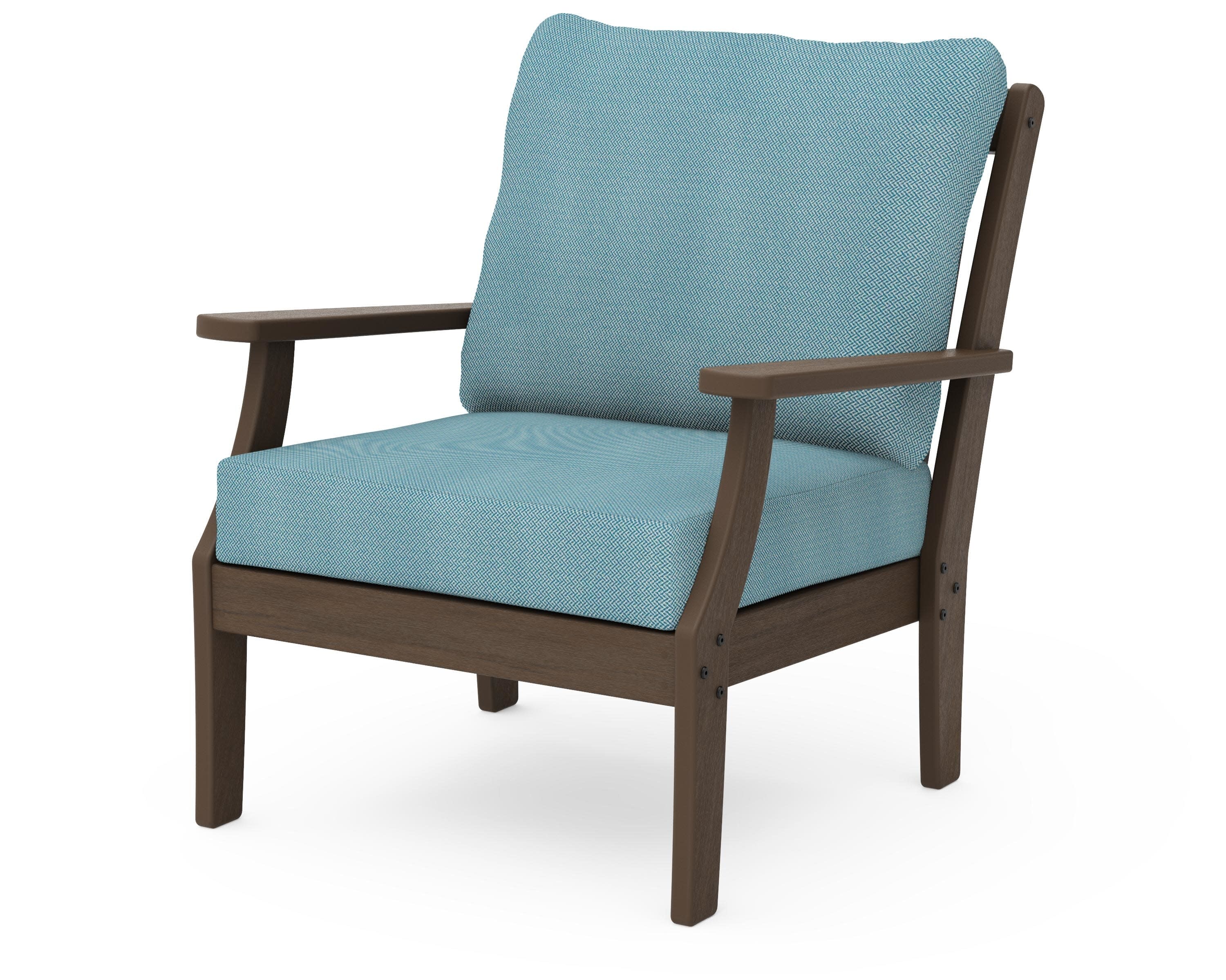 Braxton Deep Seating Chair in Kona / Lattice Sky Blue