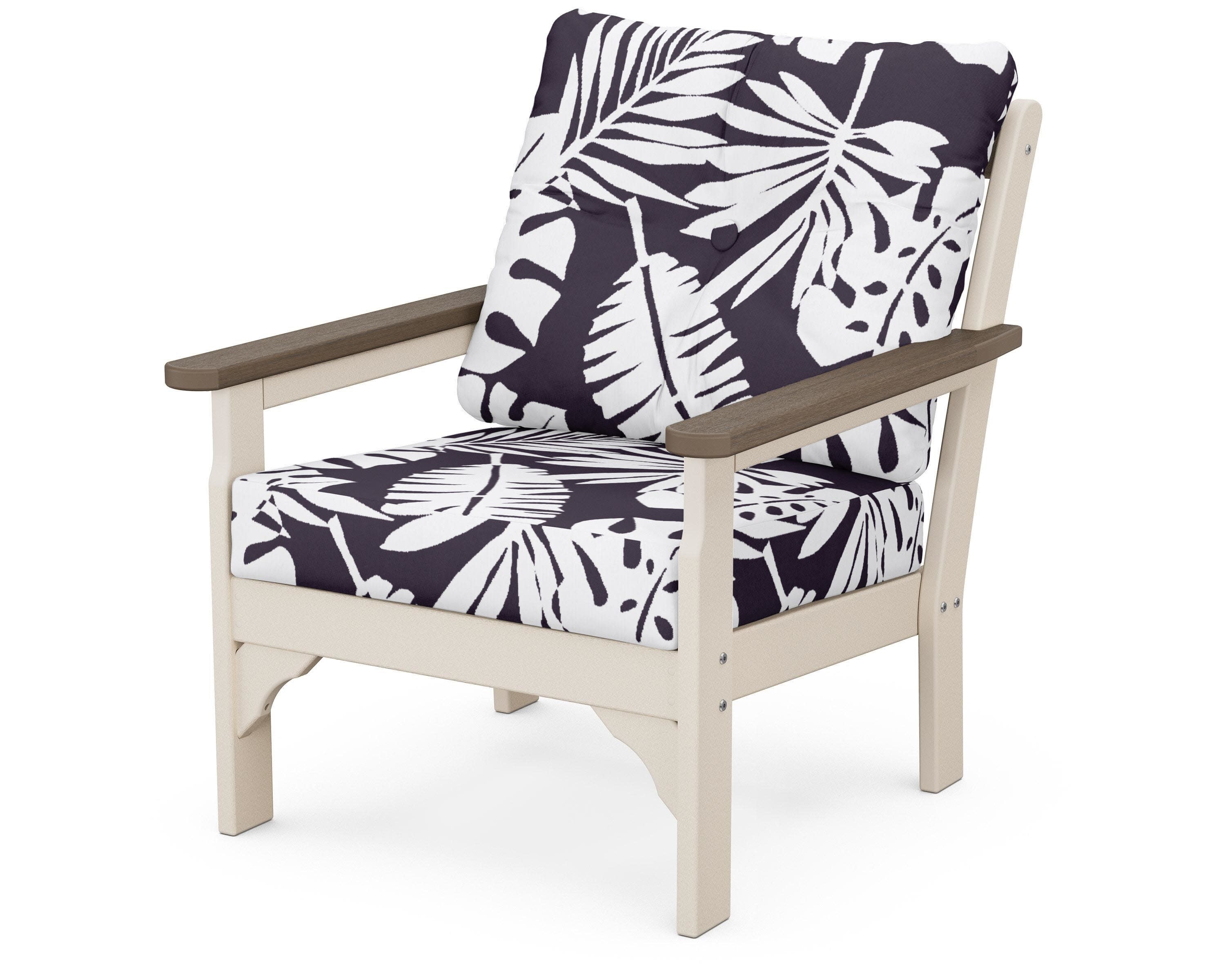 Vineyard Deep Seating Chair in Sand / Kona / Leaf Navy