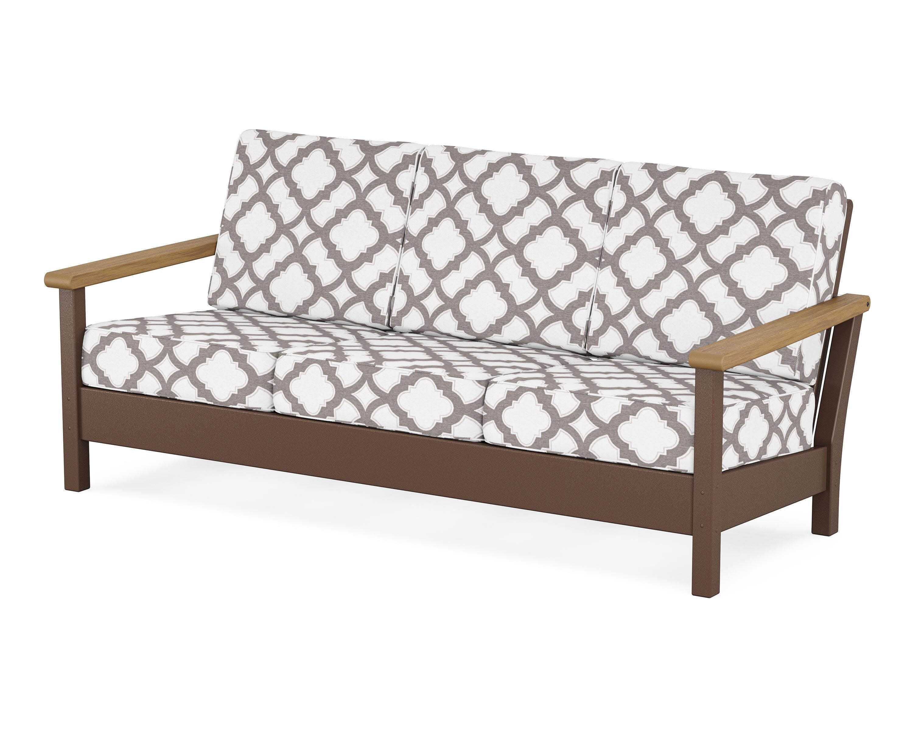 Harbour Deep Seating Sofa in Mahogany / Natural / Trellis Grey Mist
