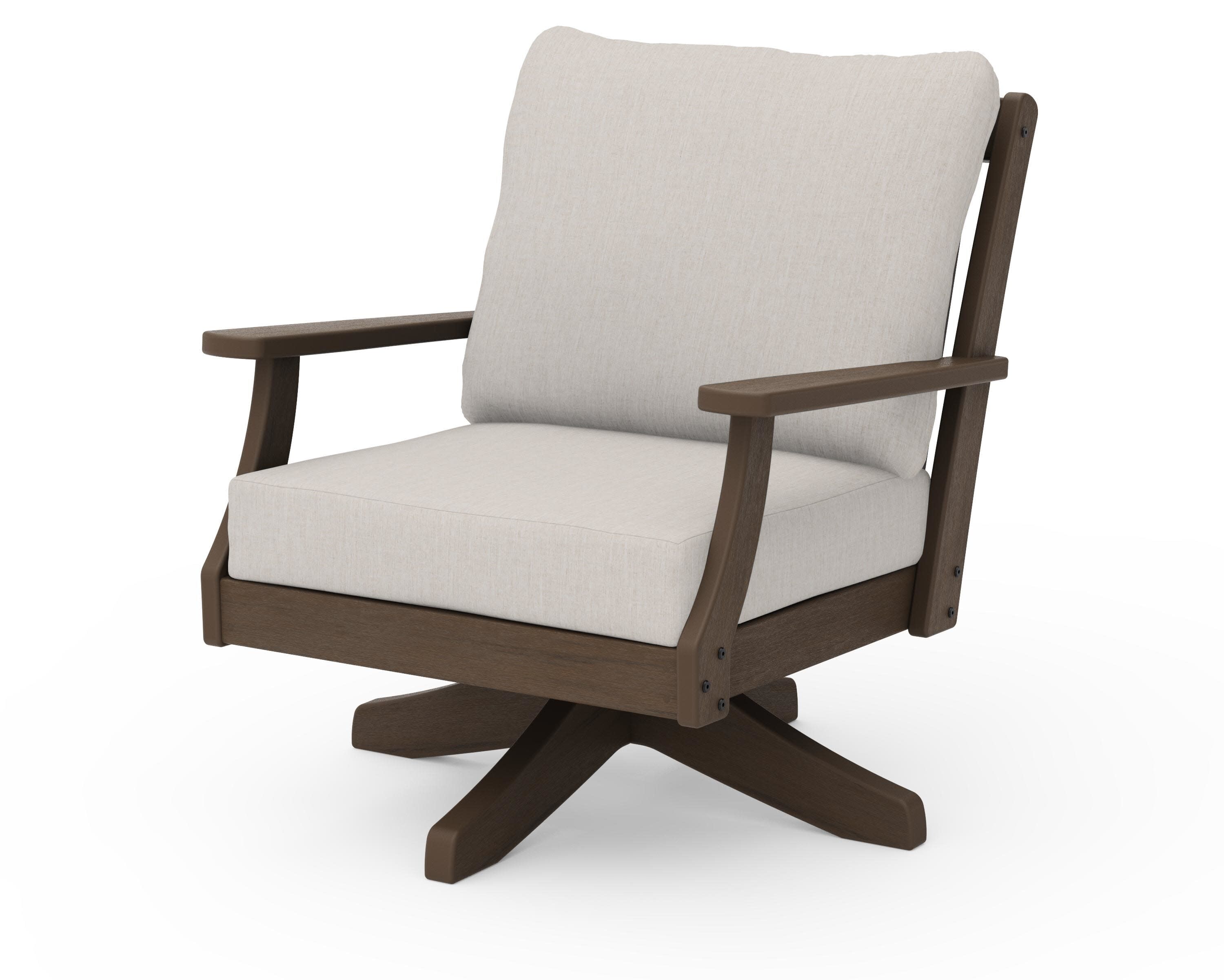 Braxton Deep Seating Swivel Chair in Kona / Cast Ash