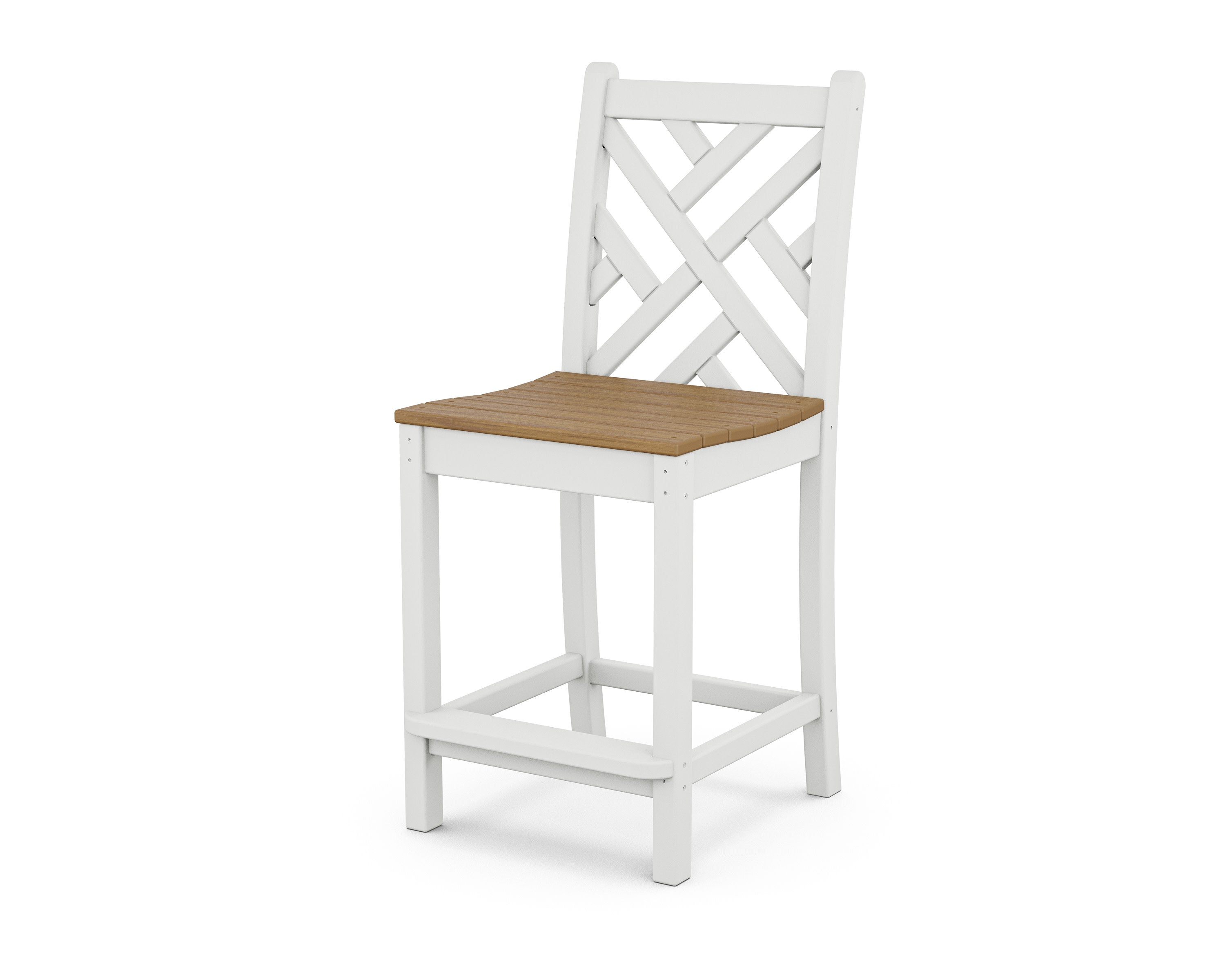 Chippendale Counter Side Chair in White / Natural