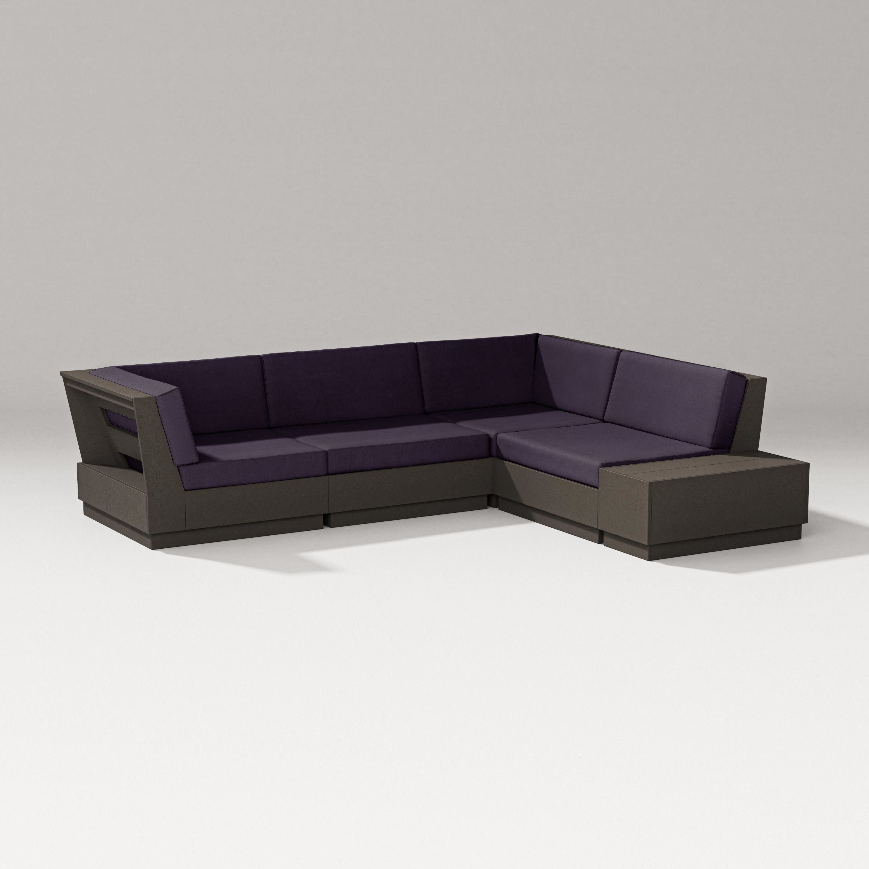 Elevate Corner Sectional in Vintage Coffee / Navy Linen