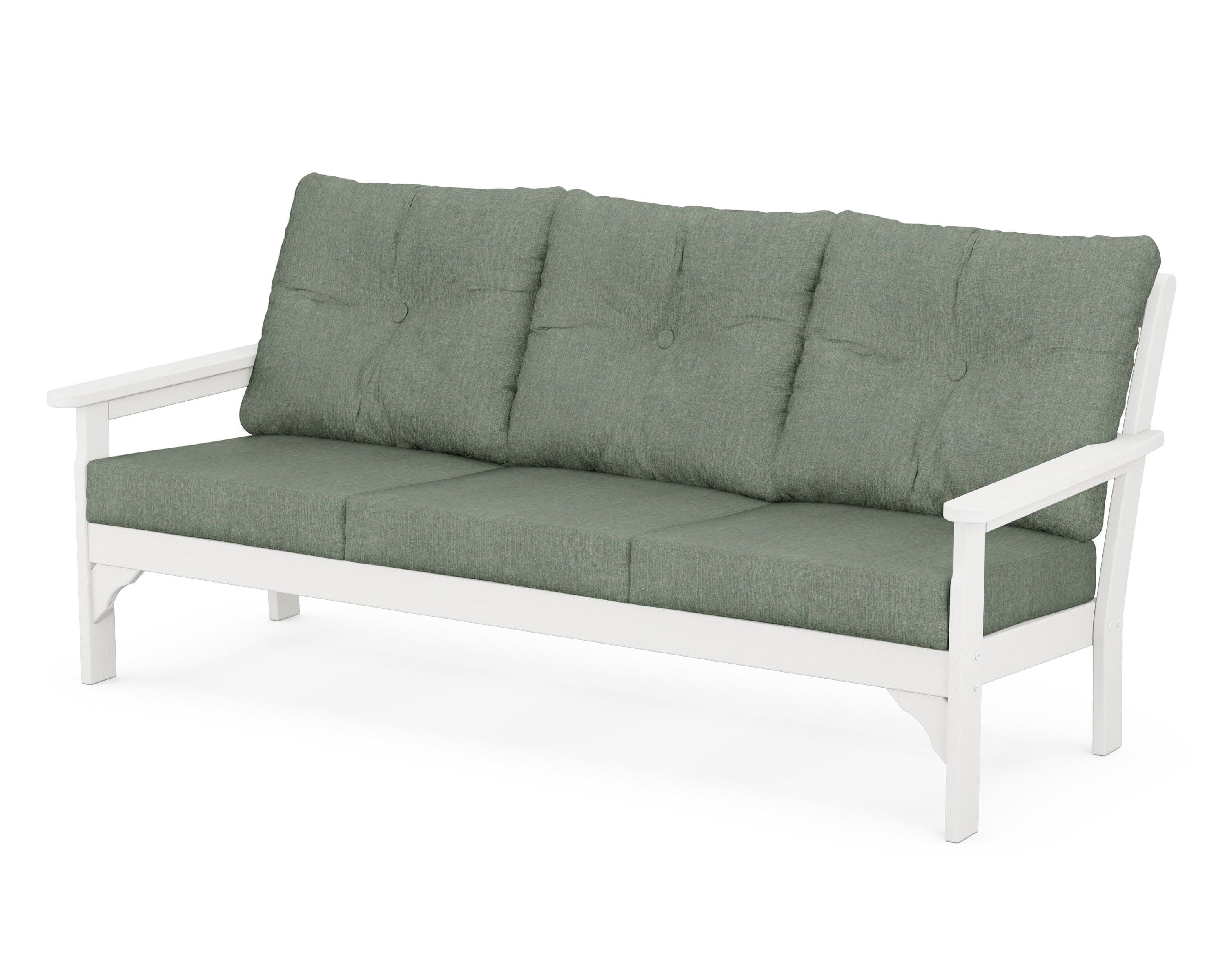 Vineyard Deep Seating Sofa in White / Cast Sage