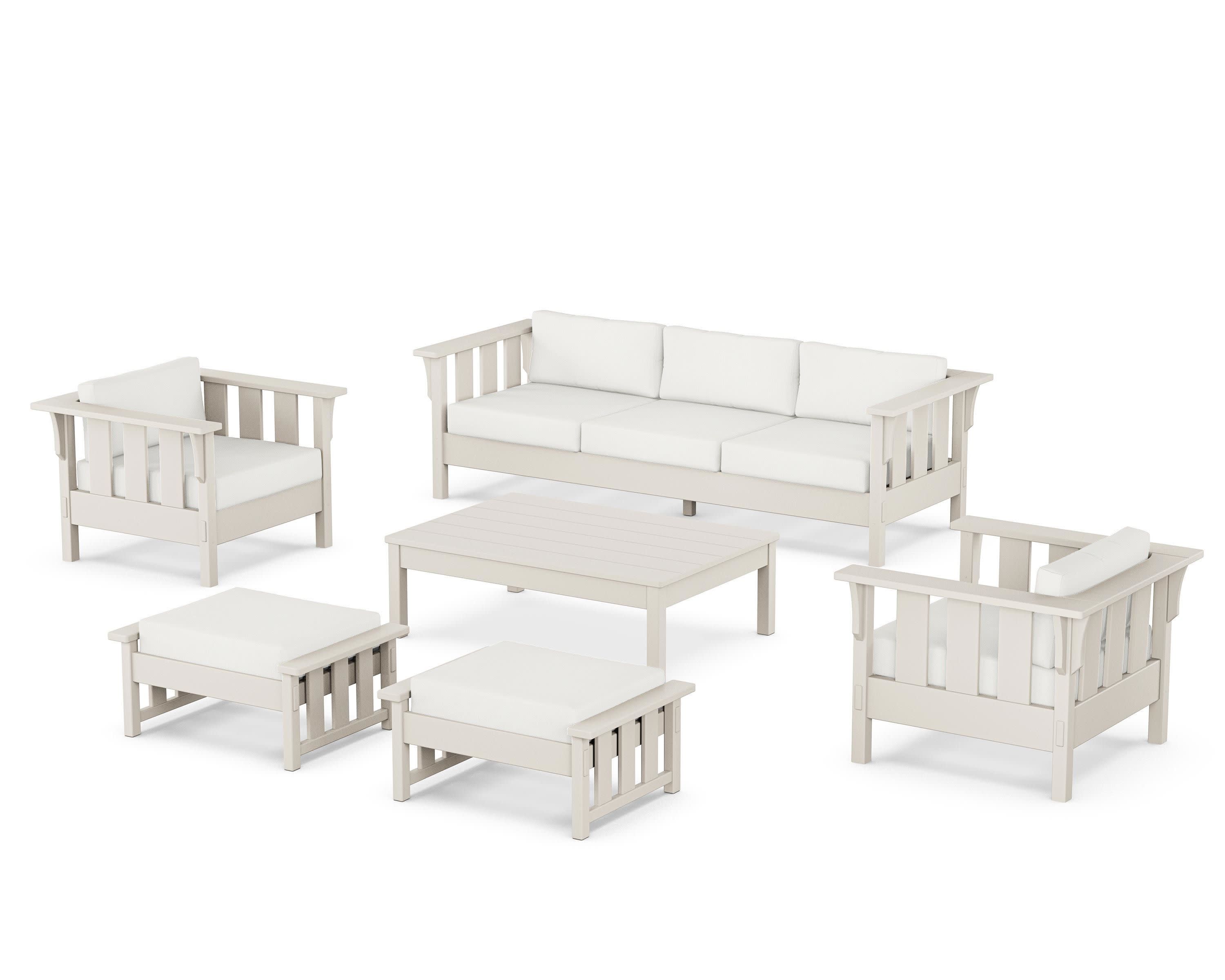 Acadia 6-Piece Lounge Sofa Set in Sand / Natural Linen