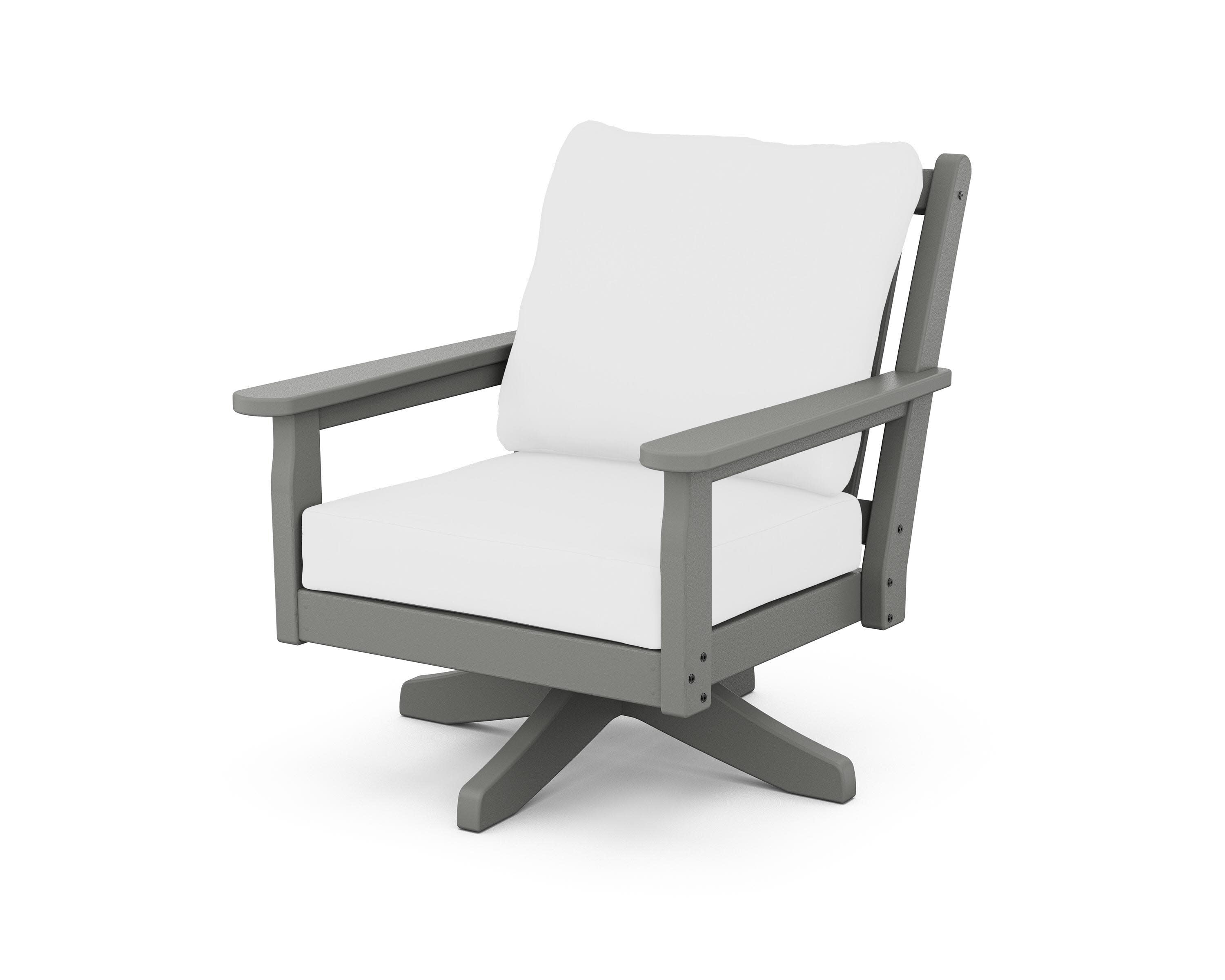 Chippendale Deep Seating Swivel Chair in Slate Grey / Natural
