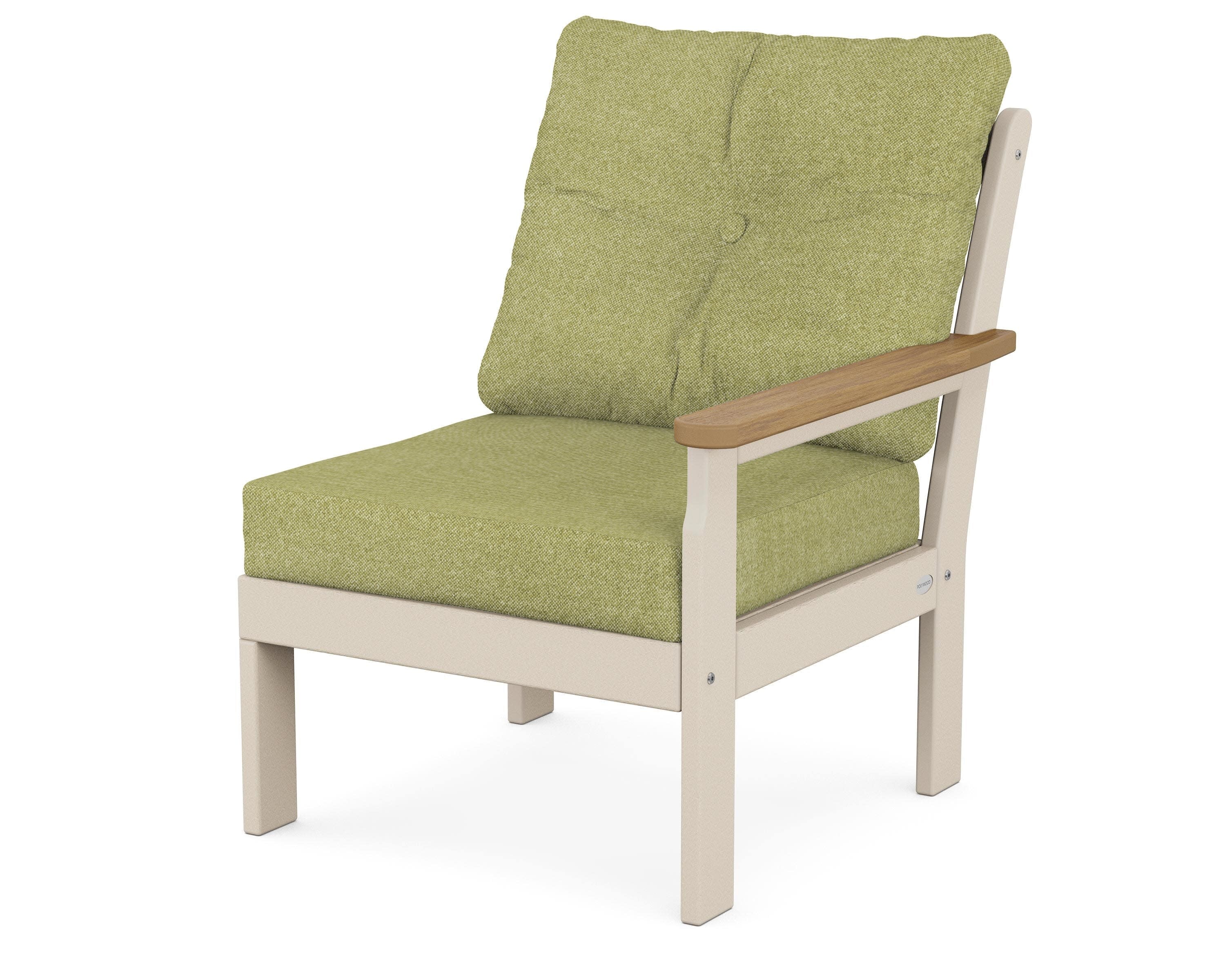 Vineyard Modular Right Arm Chair in Sand / Natural / Chartreuse Boucle