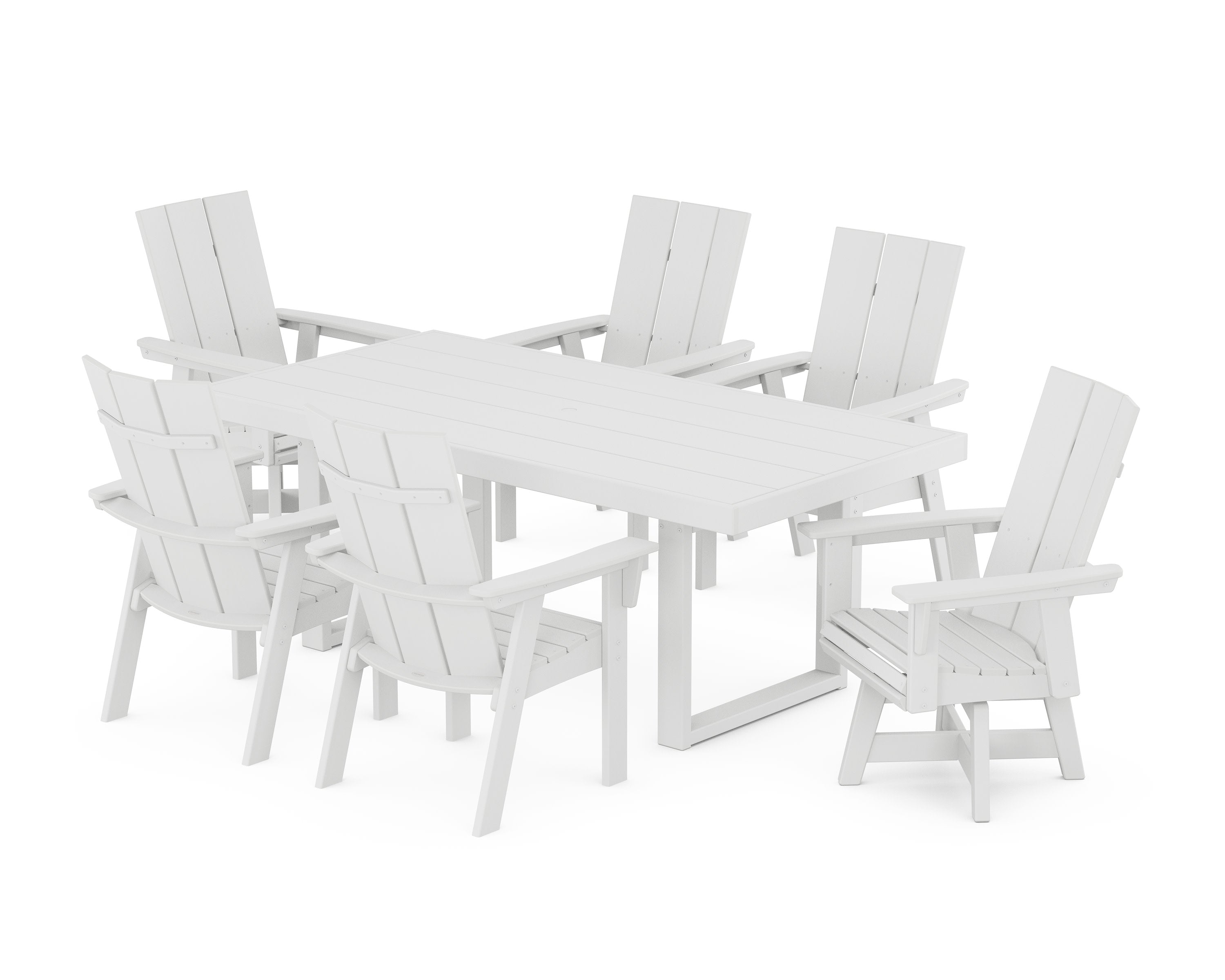 Modern Adirondack 7-Piece Dining Set in White