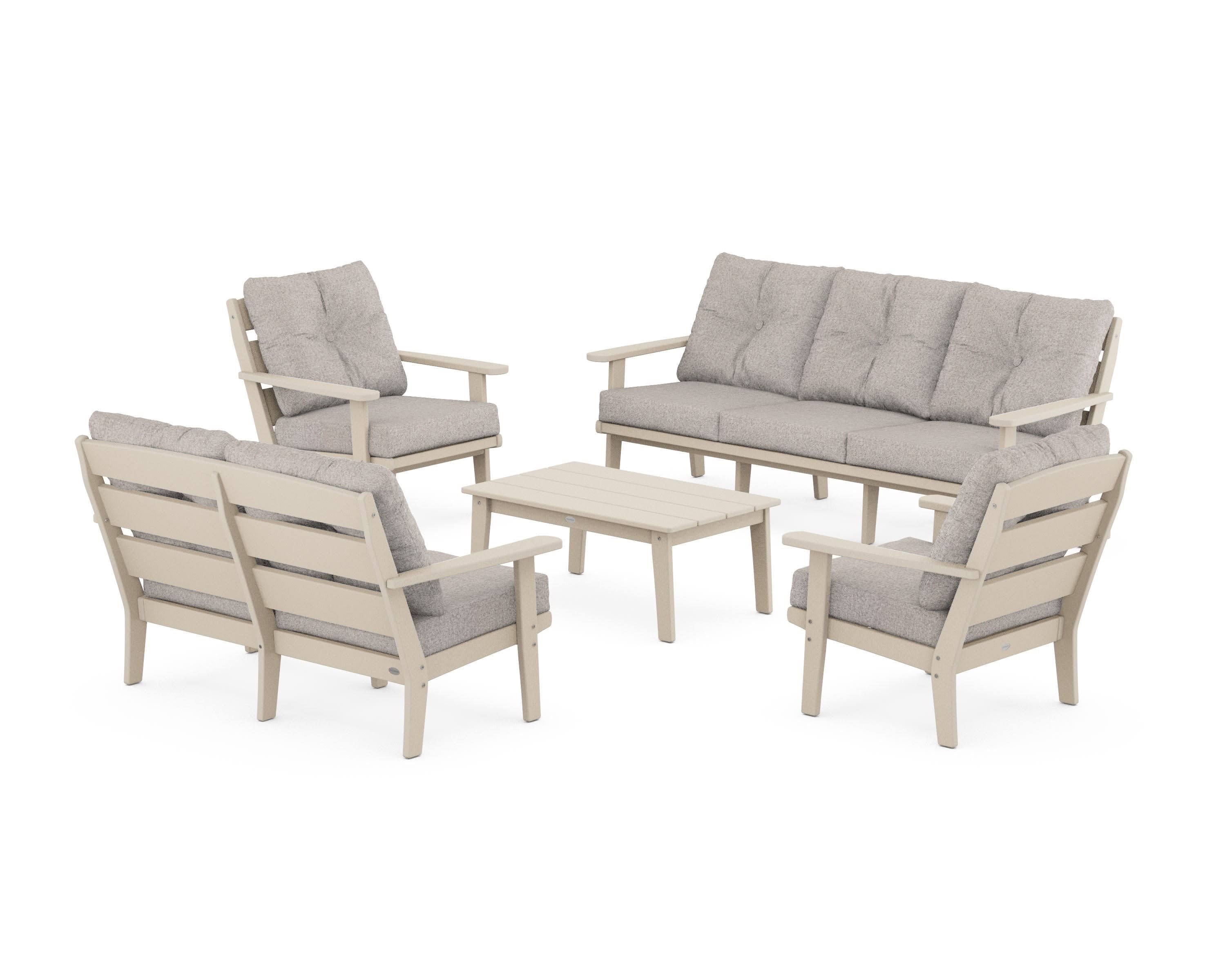 Lakeside 5-Piece Lounge Sofa Set in Sand / Weathered Tweed