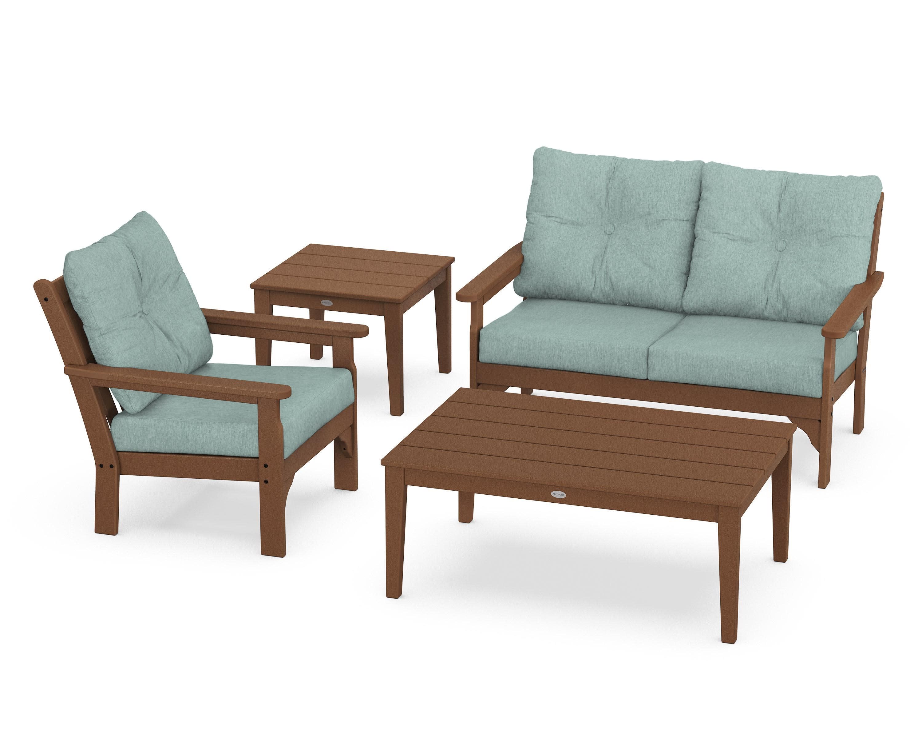 Vineyard 4-Piece Deep Seating Set in Teak / Glacier Spa