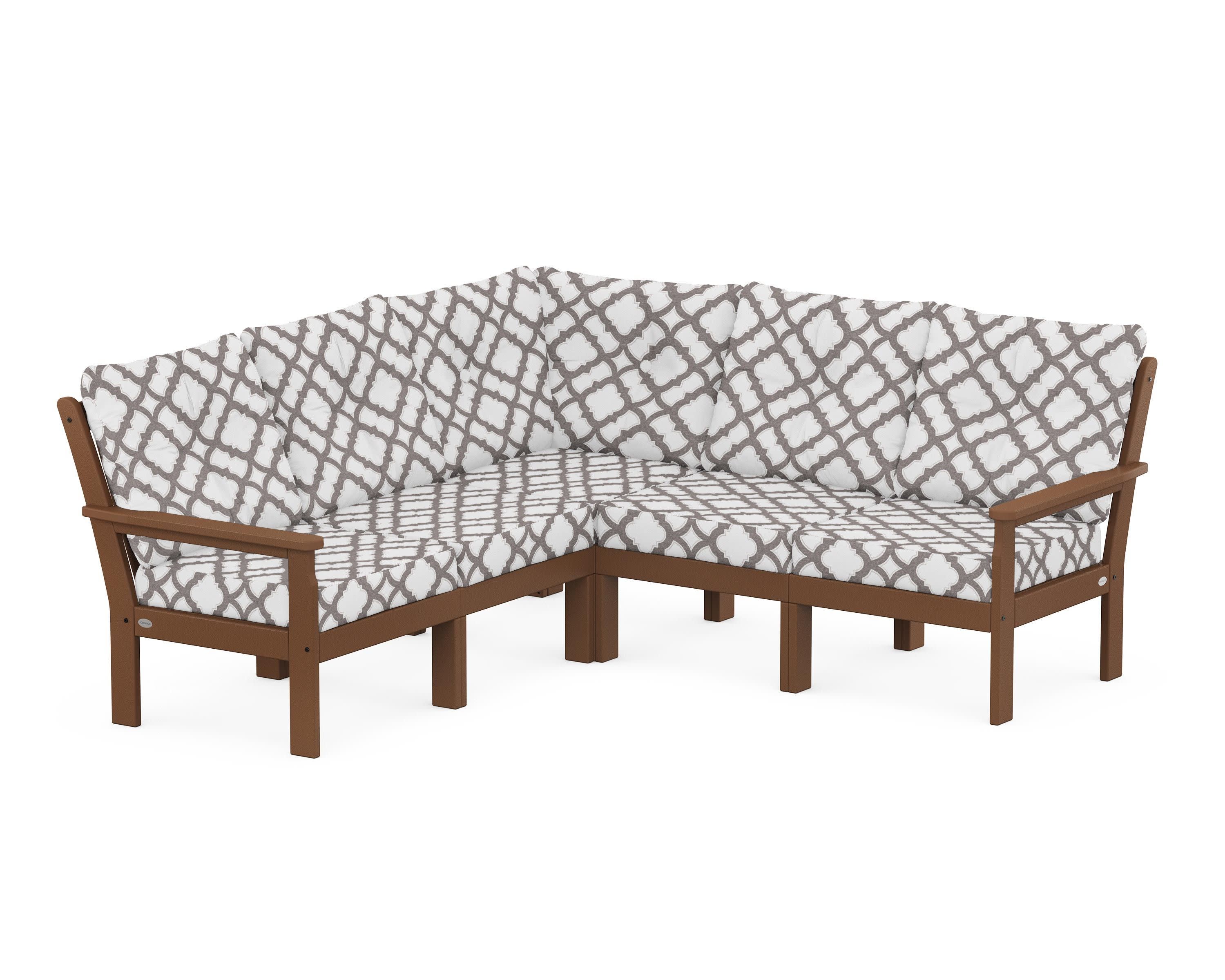 Vineyard 5-Piece Sectional in Teak / Trellis Grey Mist