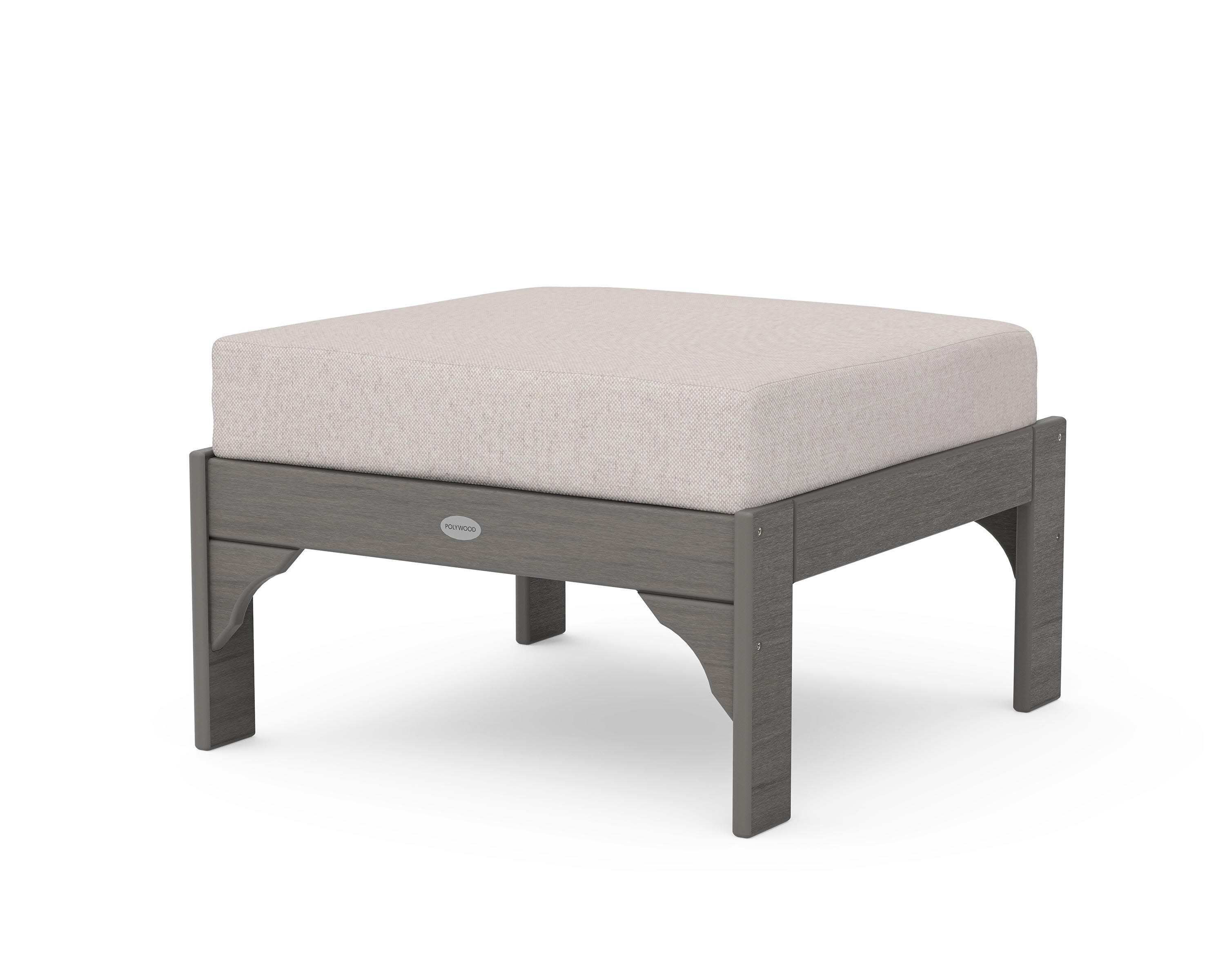 Vineyard Deep Seating Ottoman in Driftwood / Dune Burlap