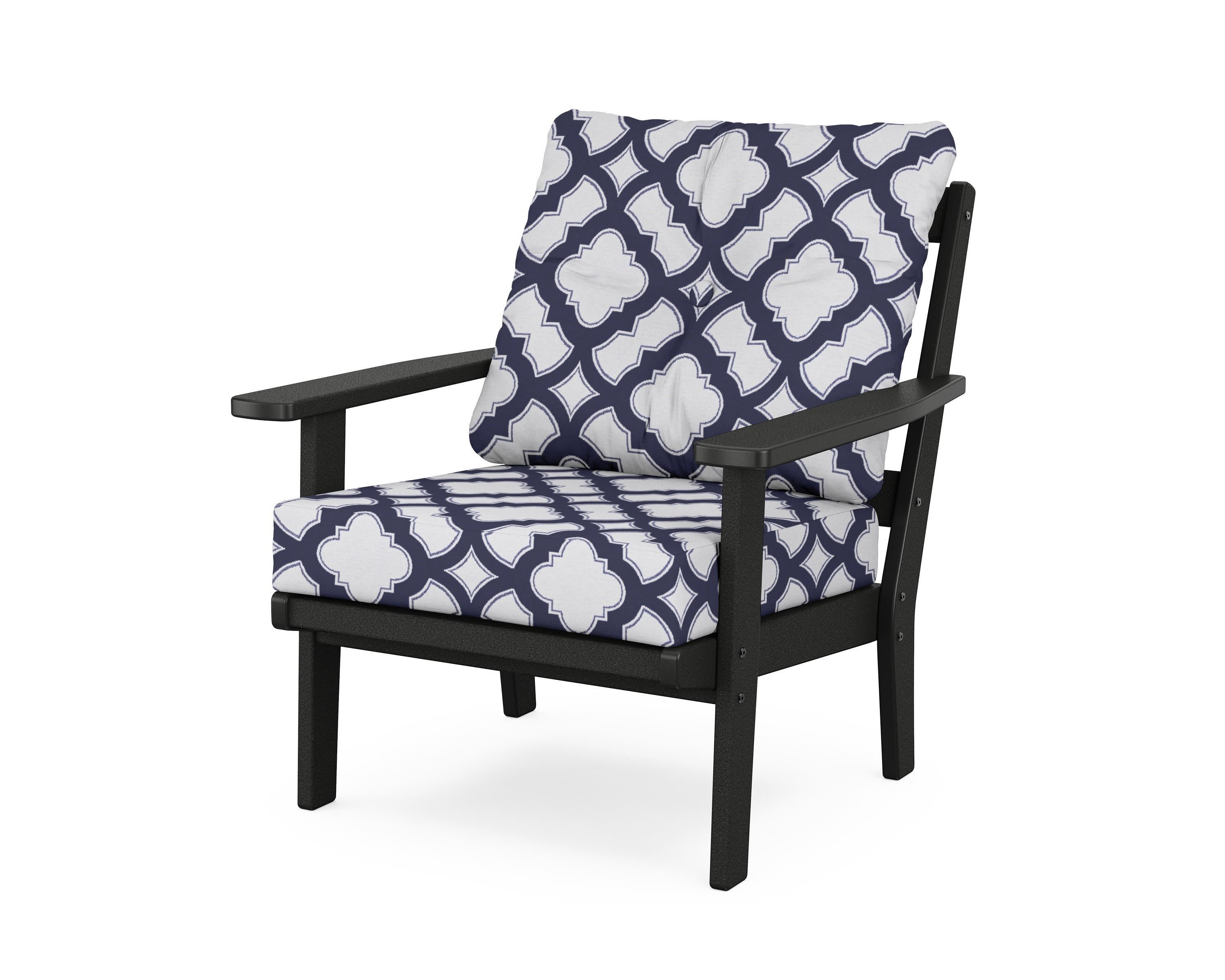 Prairie Deep Seating Chair in Black / Trellis Navy