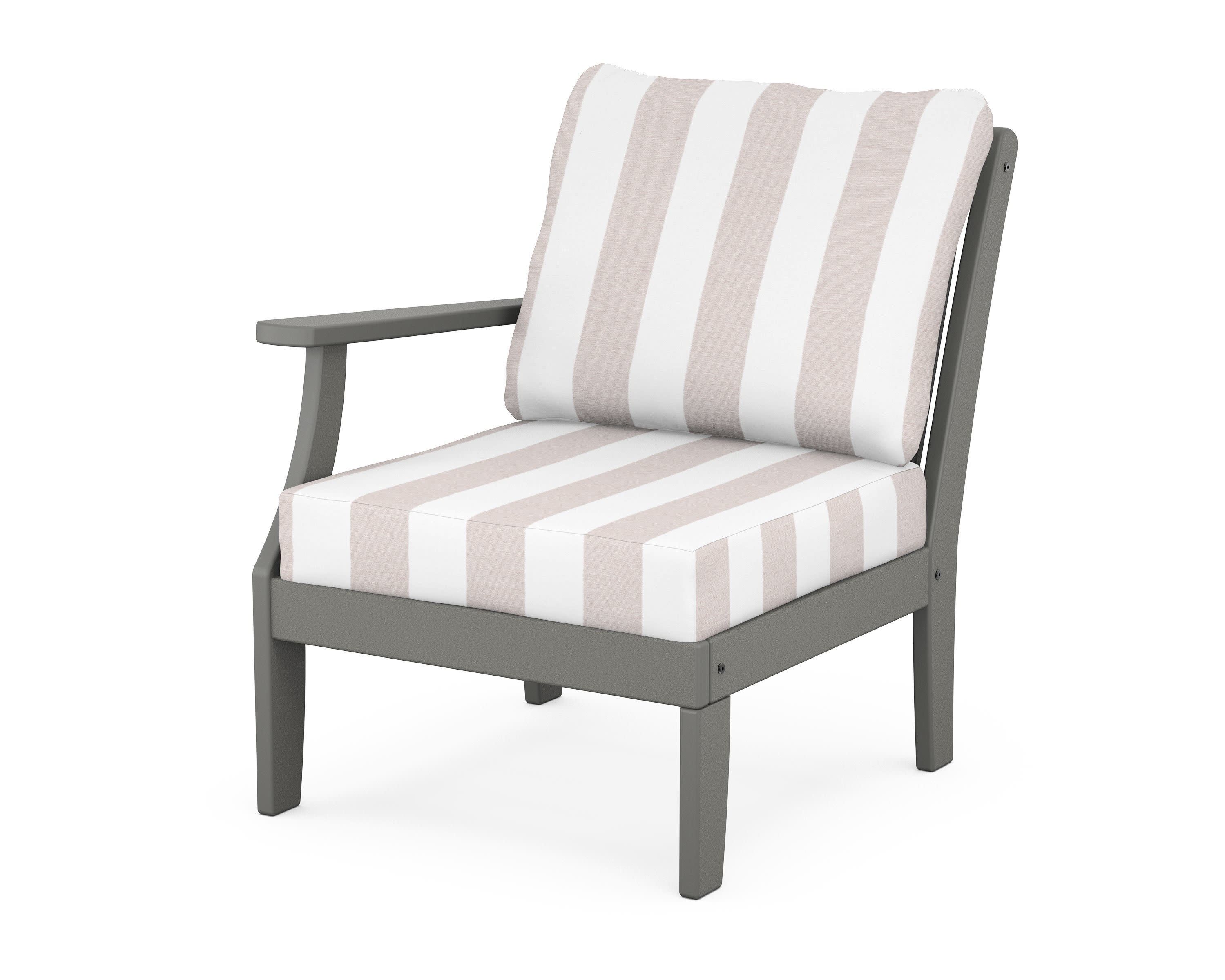 Braxton Modular Left Arm Chair in Slate Grey / Cabana Stripe Dune Burlap