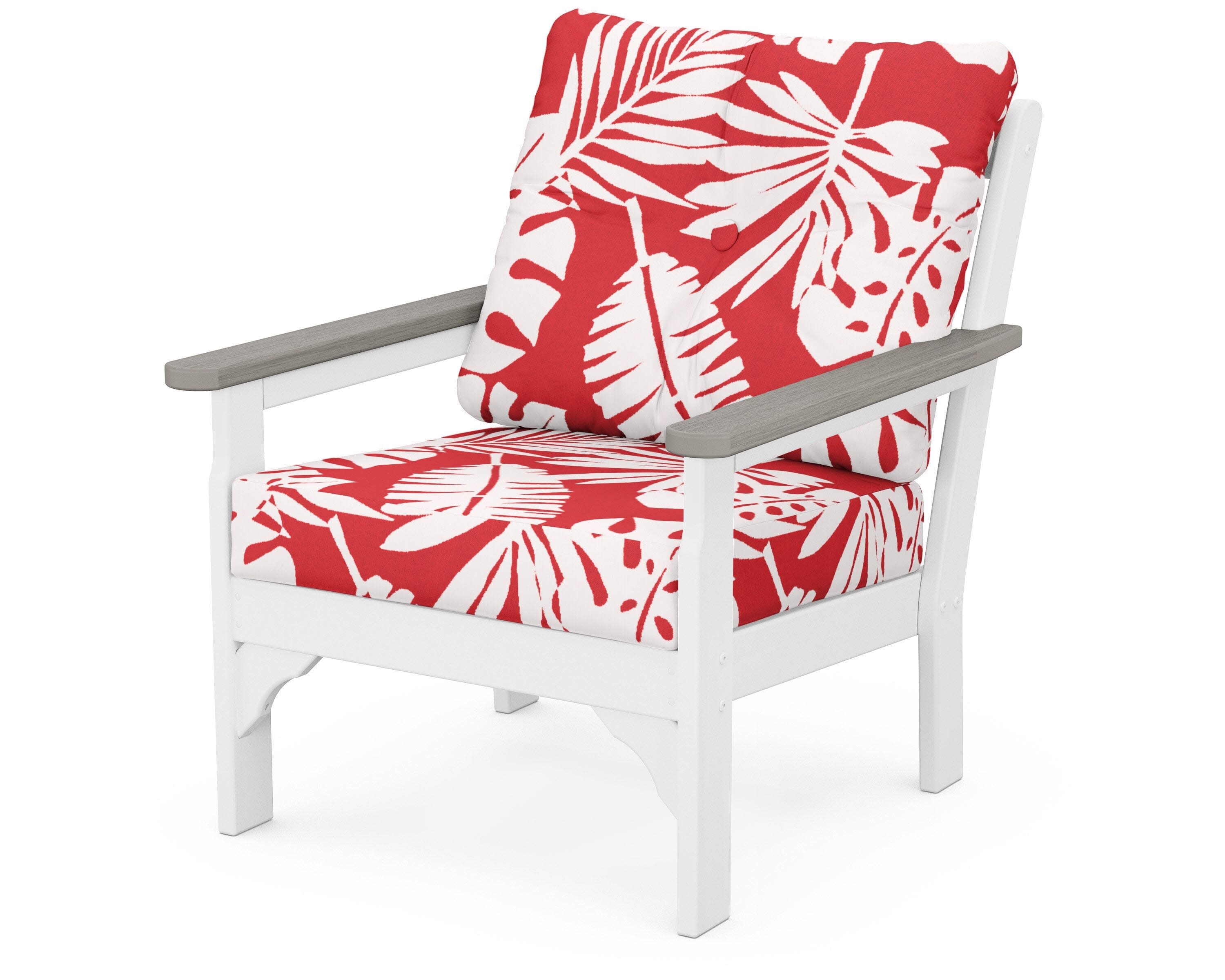 Vineyard Deep Seating Chair in White / Driftwood / Leaf Crimson