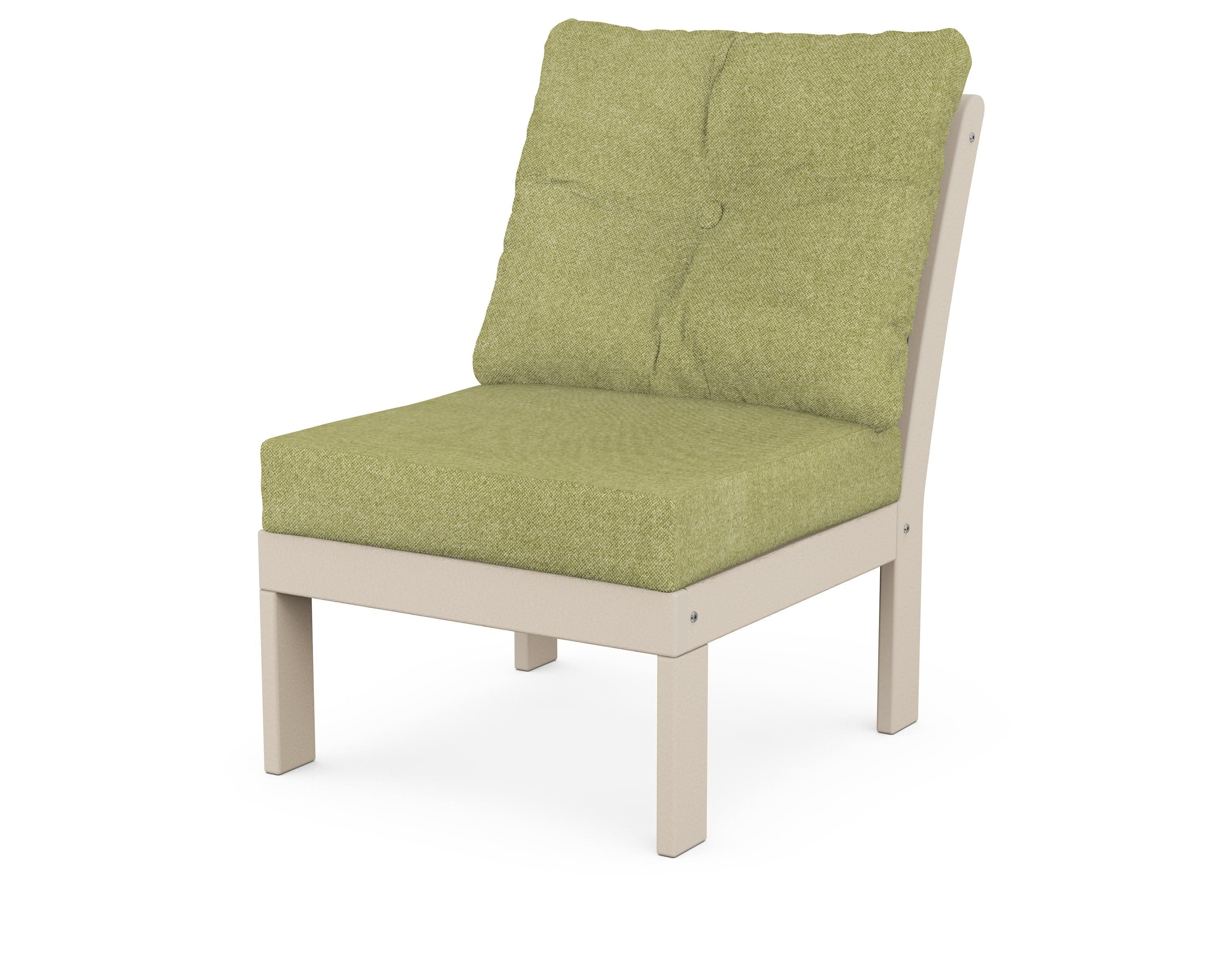 Vineyard Modular Armless Chair in Sand / Chartreuse Boucle