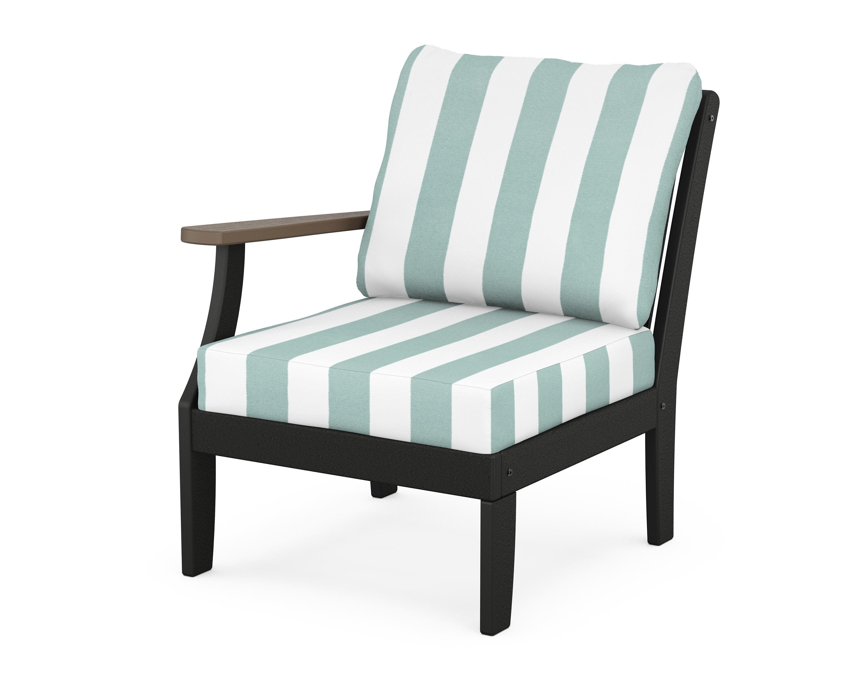 Braxton Modular Left Arm Chair in Black / Kona / Cabana Stripe Glacier Spa