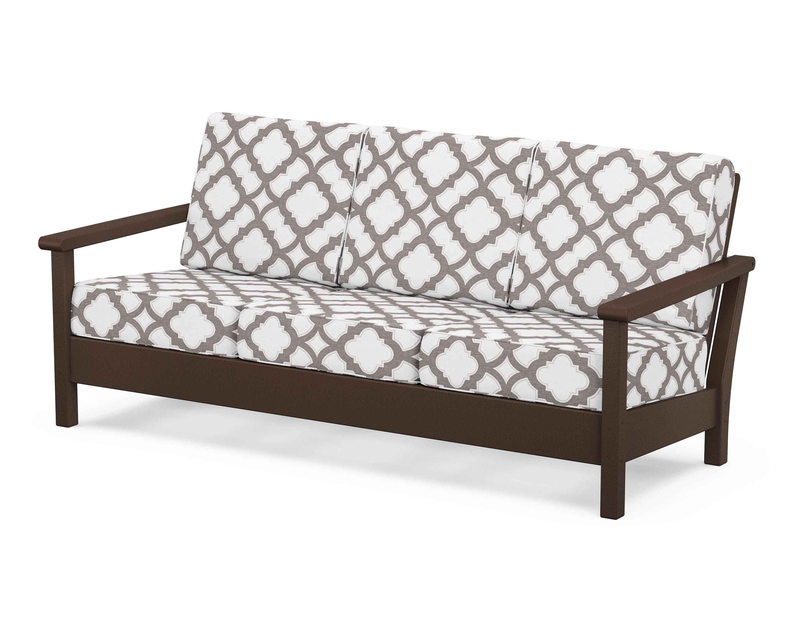 Harbour Deep Seating Sofa in Mahogany / Trellis Grey Mist