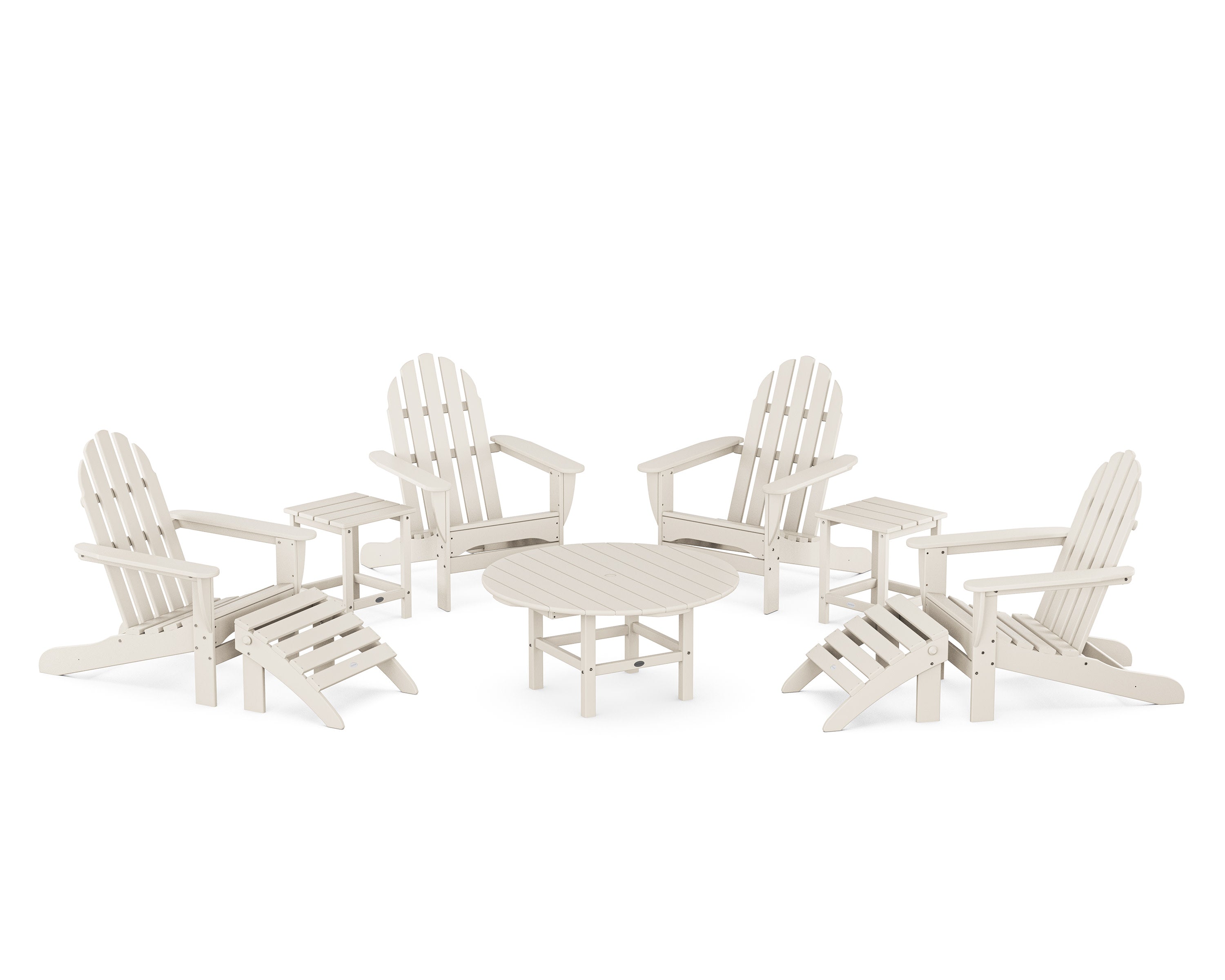 Classic Adirondack Chair 9-Piece Conversation Set in Sand