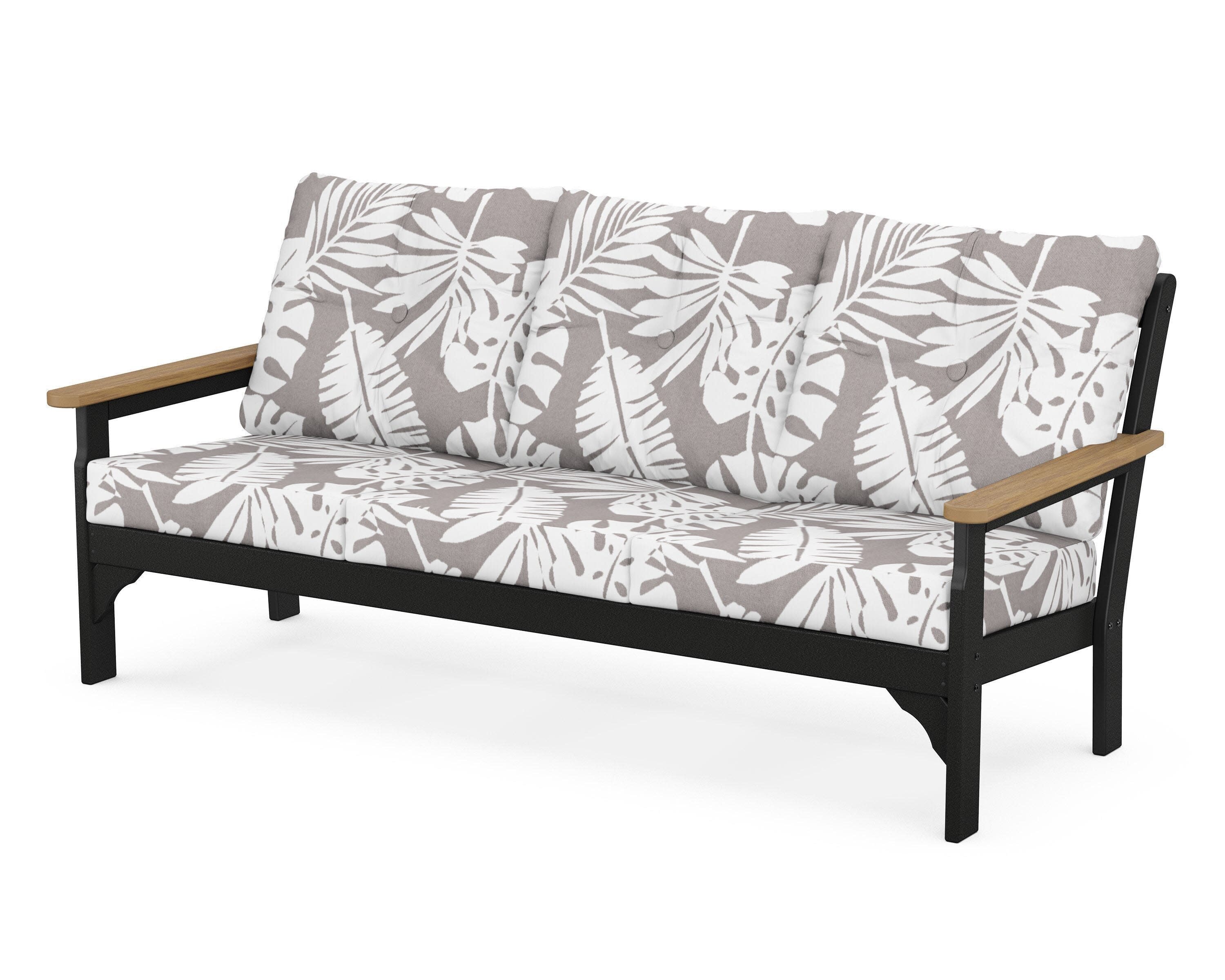Vineyard Deep Seating Sofa in Black / Natural / Leaf Grey Mist