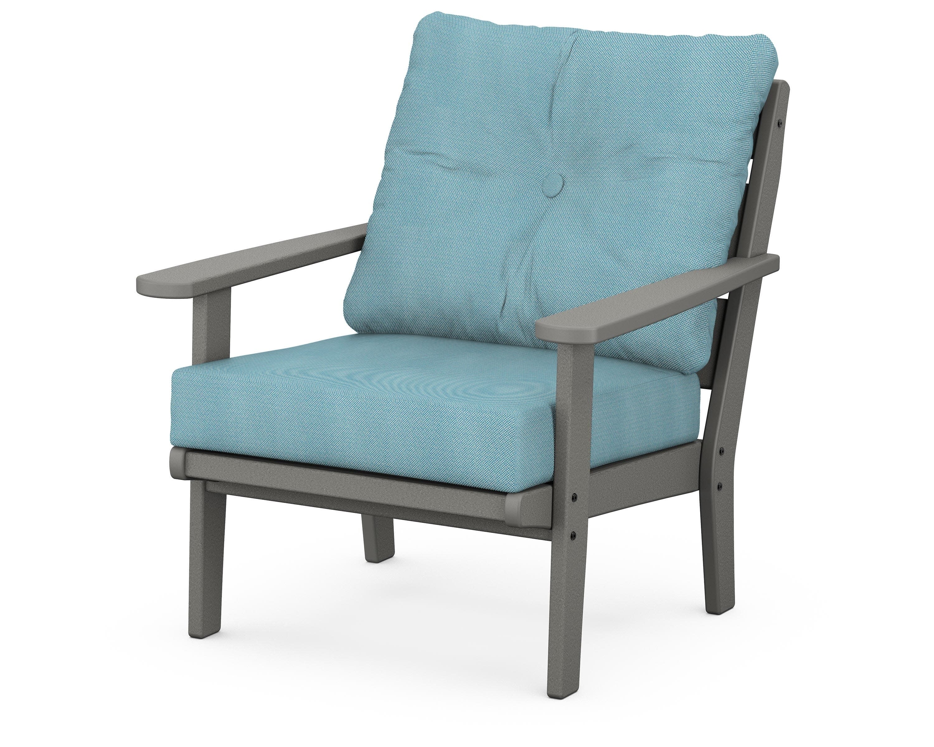 Lakeside Deep Seating Chair in Slate Grey / Lattice Sky Blue