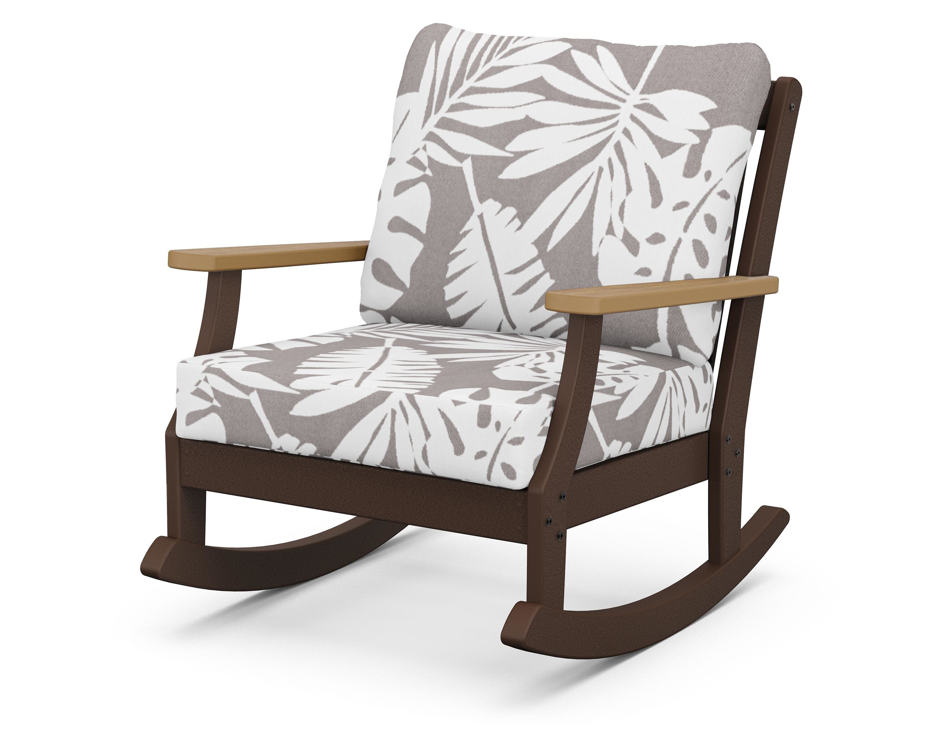 Braxton Deep Seating Rocking Chair in Mahogany / Natural / Leaf Grey Mist