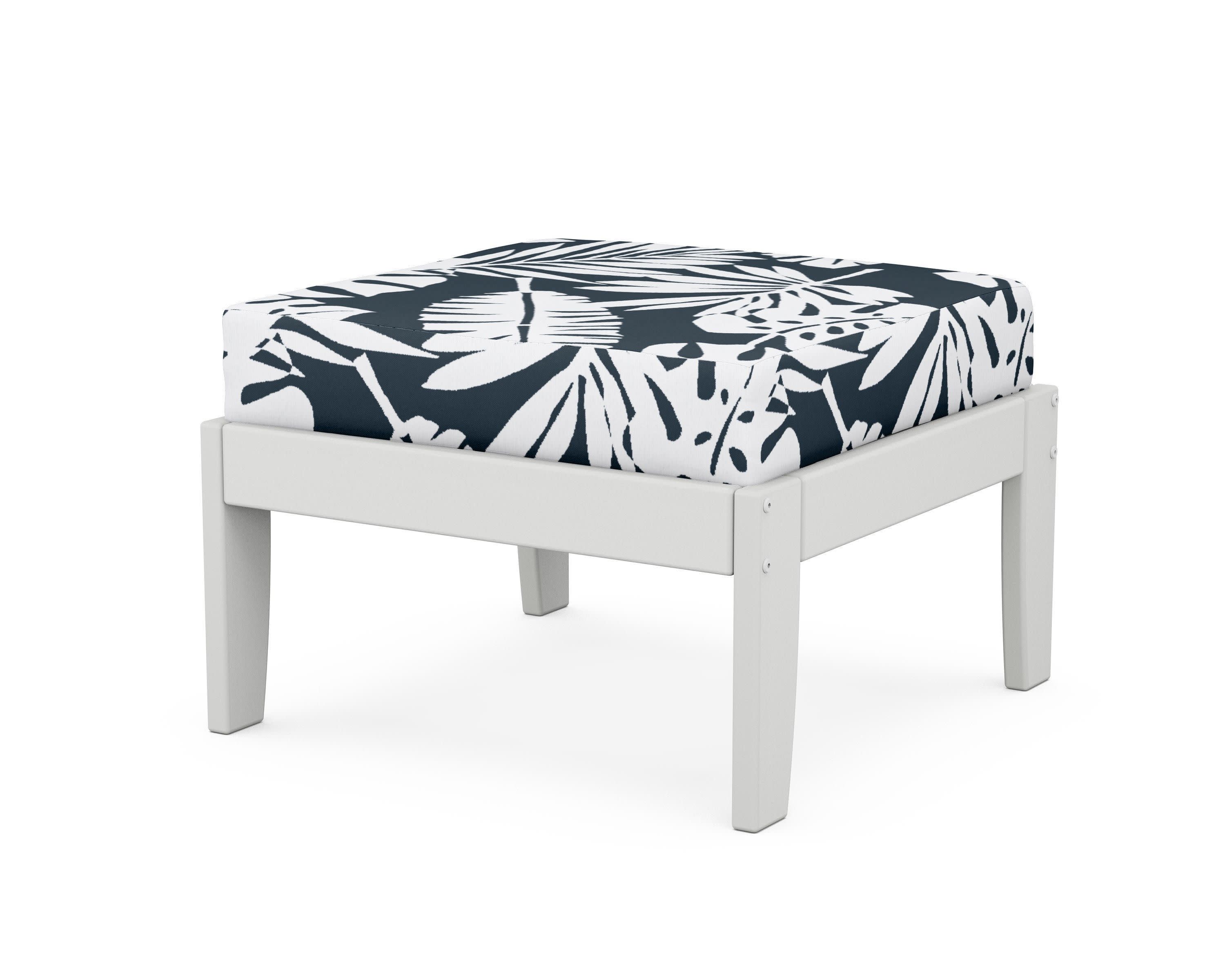 Modular Ottoman - Classic in White / Leaf Marine Indigo