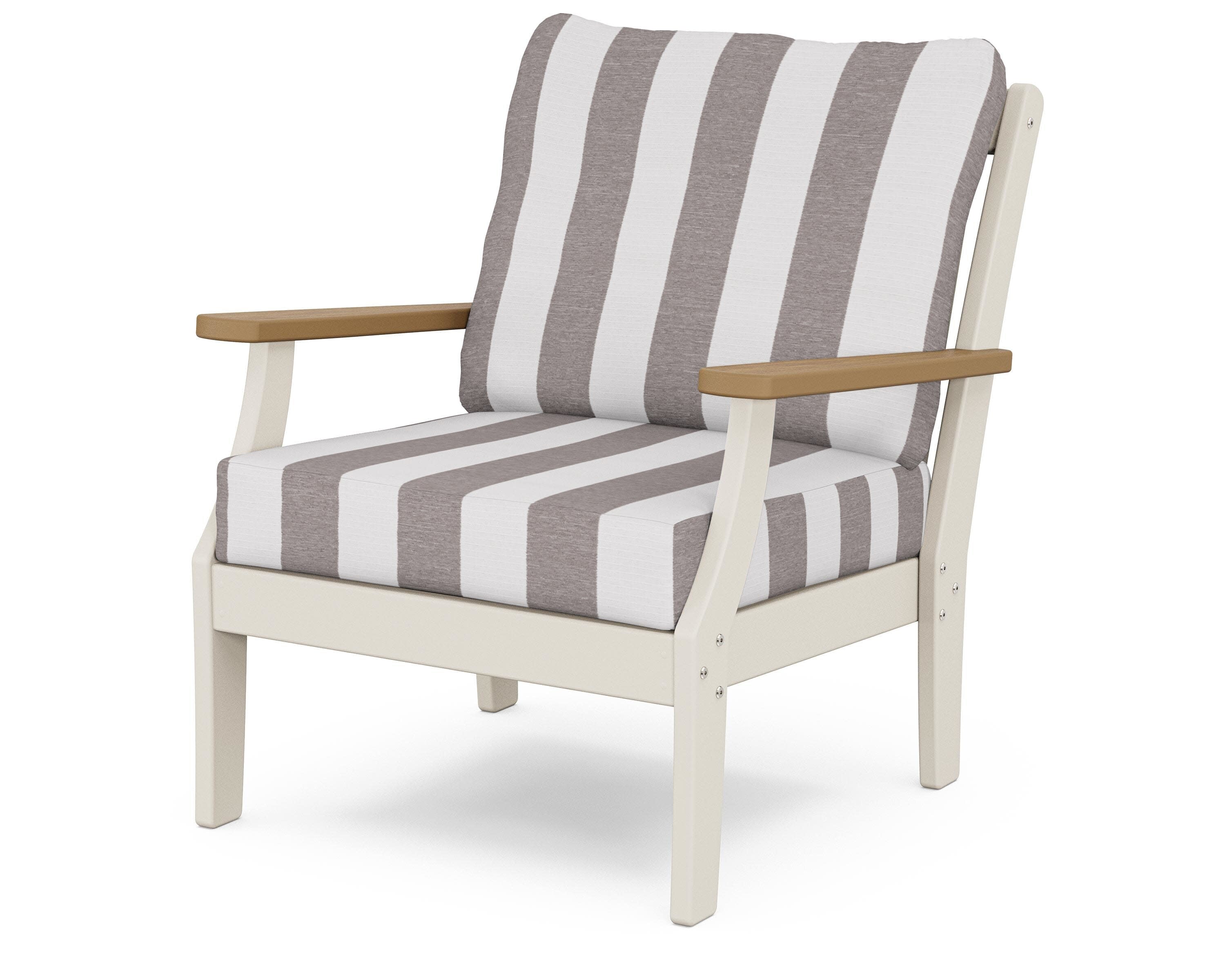 Braxton Deep Seating Chair in Sand / Natural / Cabana Stripe Grey Mist